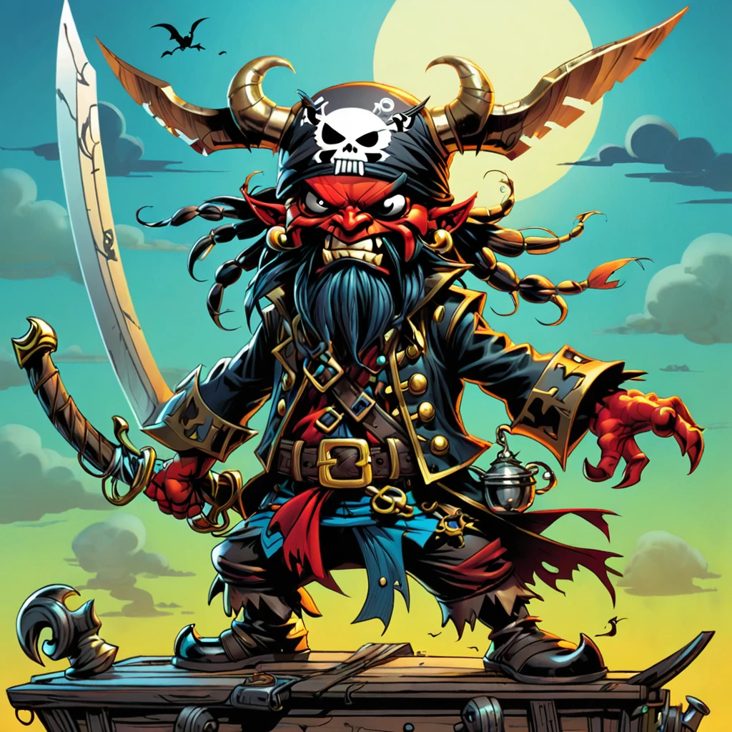 pirate demon in Skottie Young art style

