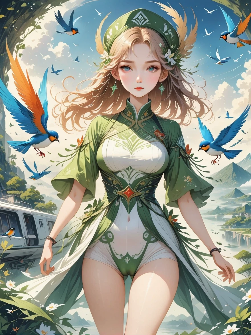 (((high quality work,ultra high resolution,anime style,lifelike))),(A female Earth Federation Army officer is walking around:1.5),(unique:1.5), (Earth Federation Army:1.5),(Wearing a Confederation Hat:1.5),(Cute female image:1.4),(Detailed facial depiction:1.4),(Beautiful hands:1.4),(slender hands:1.2),(wallpaper:1.5),(whole body:1.5),((bird's eye view:1.5)), (( Japanese girl,Clothes that fit)), (spaceship interior, The universe is outside), (((camel toe)))