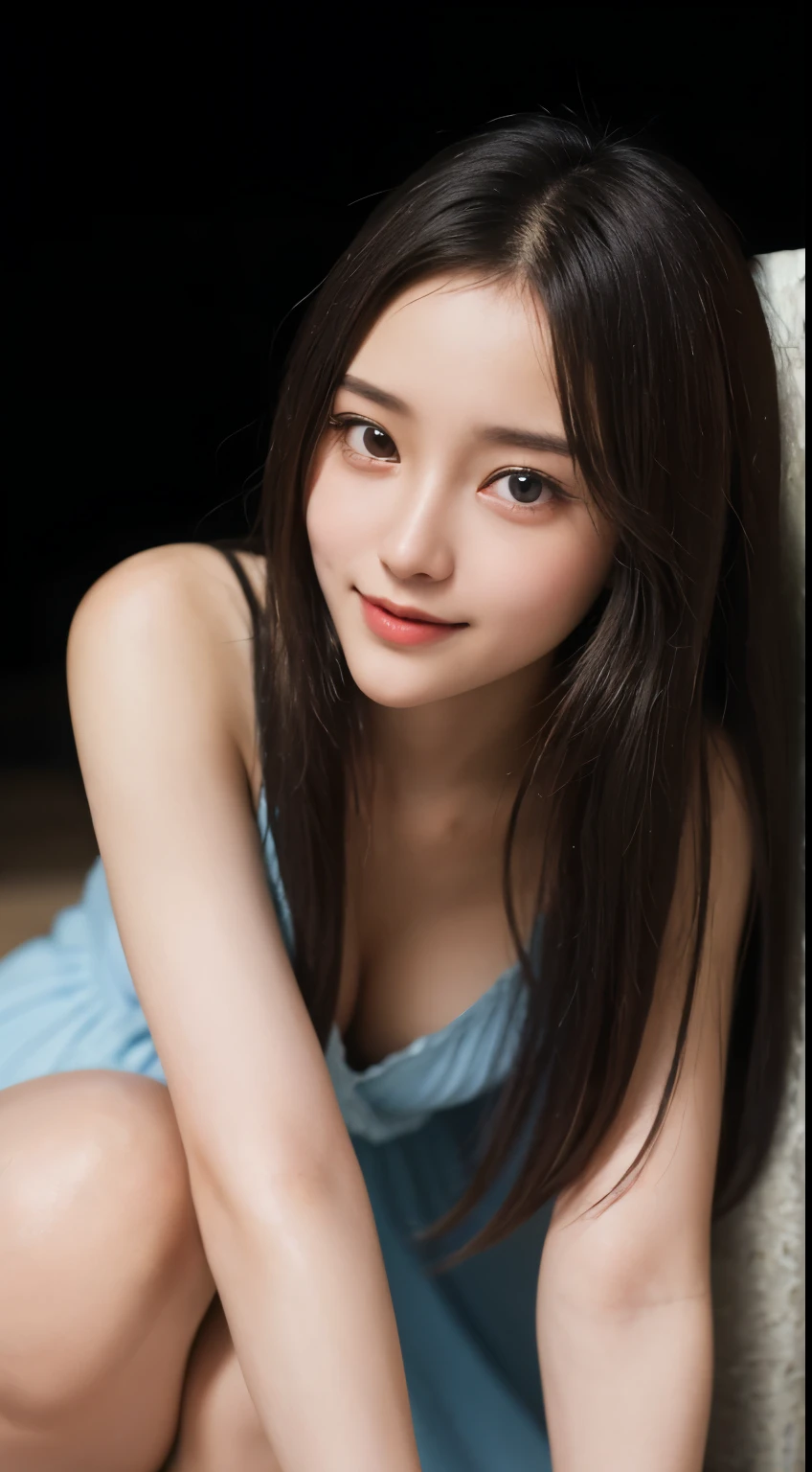 table top, highest quality, figure, Super detailed, finely, High resolution, 8k wallpaper, 完璧なダイナミックな構figure, detailed and beautiful eyes, winter dress,medium hair, small breasts, natural color lip,smile,big city、20 year old girl、midnight、beautiful and detailed face、perfect and beautiful face、slim face and style,spread your arms wide,Big eyes,Take a photo from below the knees at a face angle,cute,different color dress,various poses,tower man