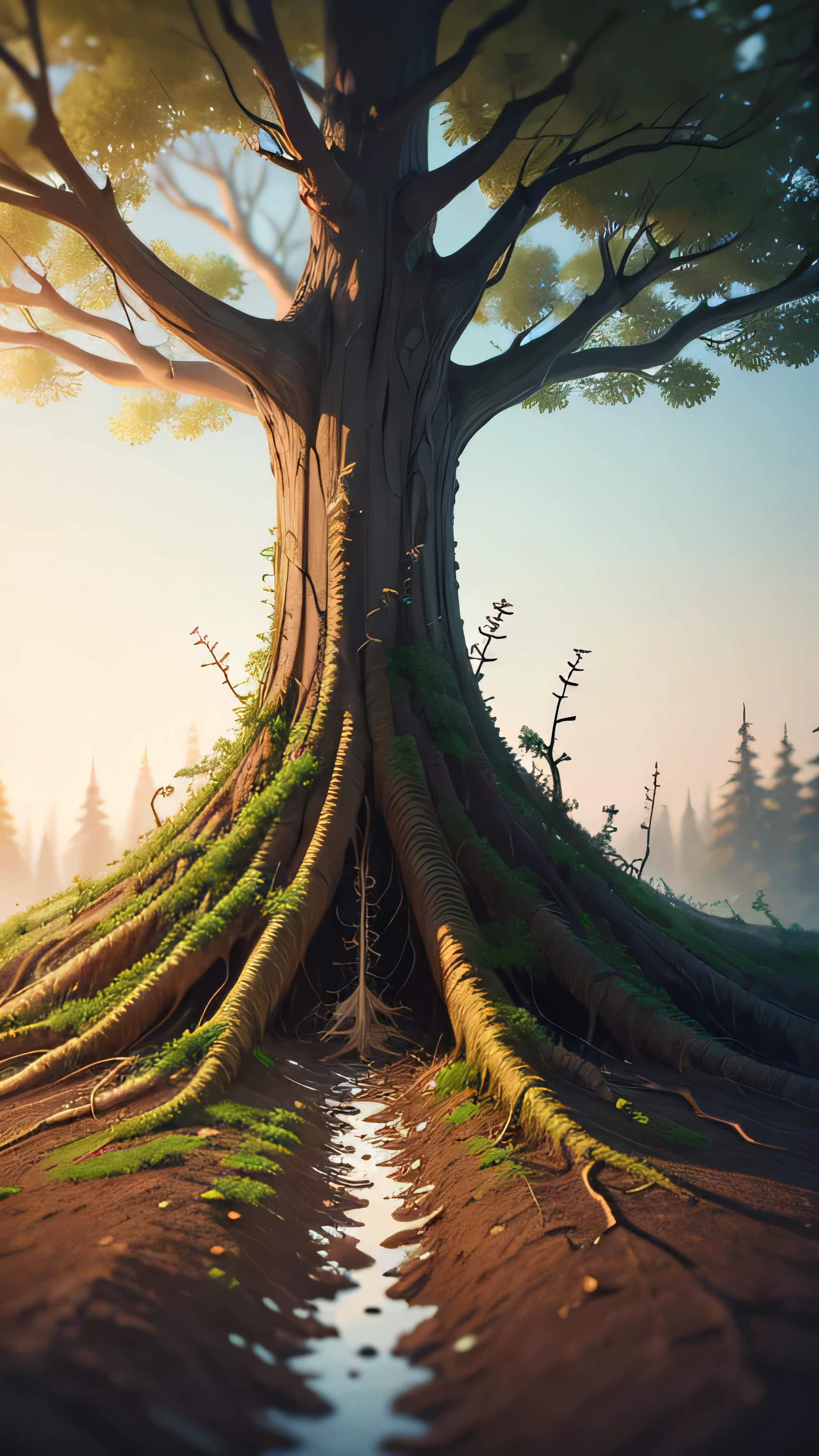 mycorrhizal fungi and tree roots, 8k, high resolution