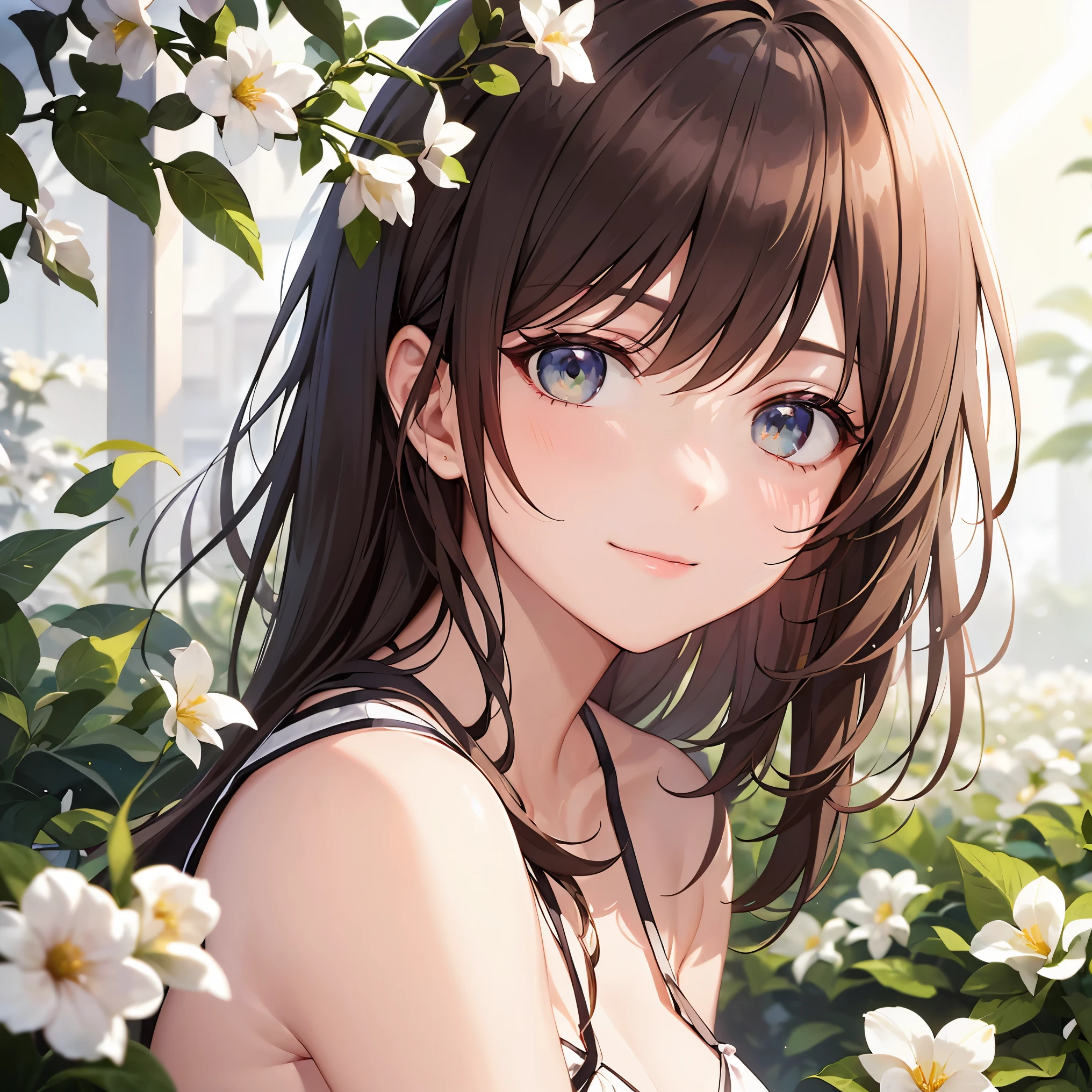 Girl in the flower garden, Surrounded by blooming cherry blossoms, Wear a , She shines, Sparkling eyes and a gentle smile. The sun's rays cast a warm glow on her, Emphasize her delicate features. Flowers look vivid and lively, Intricate details of each petal. The scene is full of tranquility and a sense of tranquility. The colors are vivid and saturated, A palette of soft pastel colors dominates the overall tone. The lighting is soft and dreamy, Creating a whimsical atmosphere. Final artwork must be of the highest quality, Ultra-detailed rendering and vibrant colors. The style should capture the beauty and elegance of the painting, With a touch of realism and photorealism