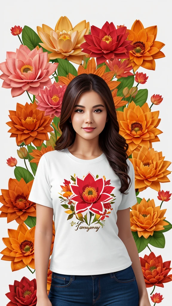 autumn, floral, design, t-shirt art, rzminjourney, vector art, lotuses, flower, 3d rendering, 32k, high resolution