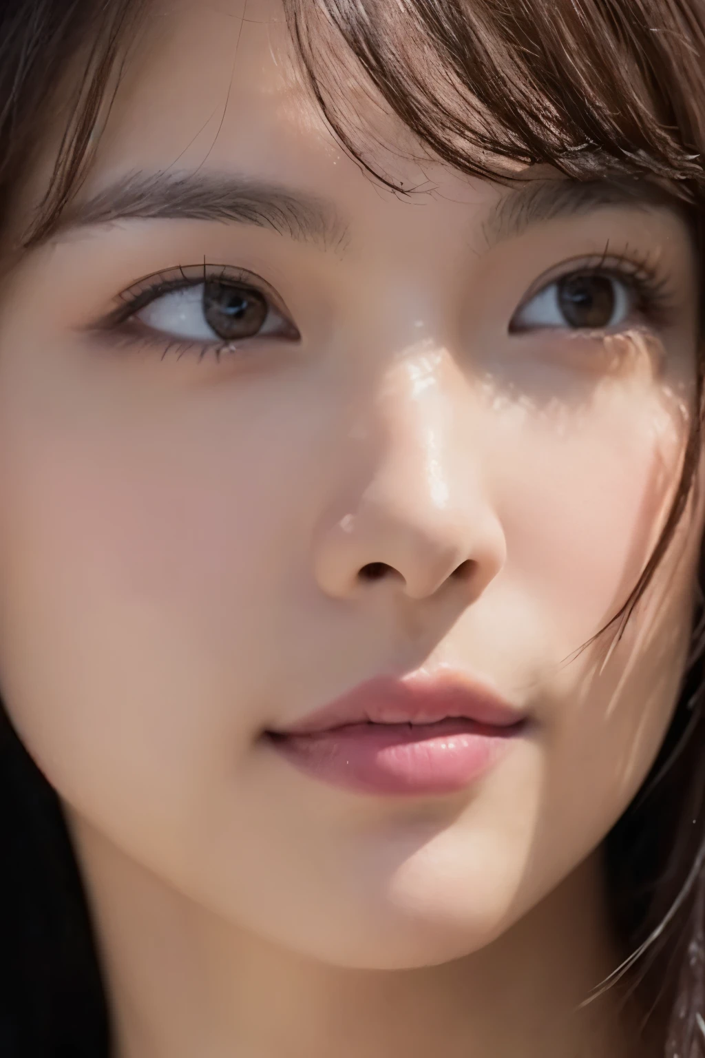 ((close-up photo of face:1.4))、((He is looking to the side and only his eyes are directed towards me.:1.5))、1 girl, (wear a micro bikini:1.2), (Raw photo, highest quality), (realistic, Photoreal:1.4), table top, very delicate and beautiful, very detailed, 2k wallpaper, wonderful, finely, very detailed CG Unity 8K 壁紙, Super detailed, High resolution, soft light, beautiful detailed girl, very detailed目と顔, beautifully detailed nose, finelyて美しい目, cinematic lighting, night city lights, perfect anatomy, slender body, Tight small breasts, very small breasts、
straight semi-long hair, bangs, looking at the viewer, slight smile