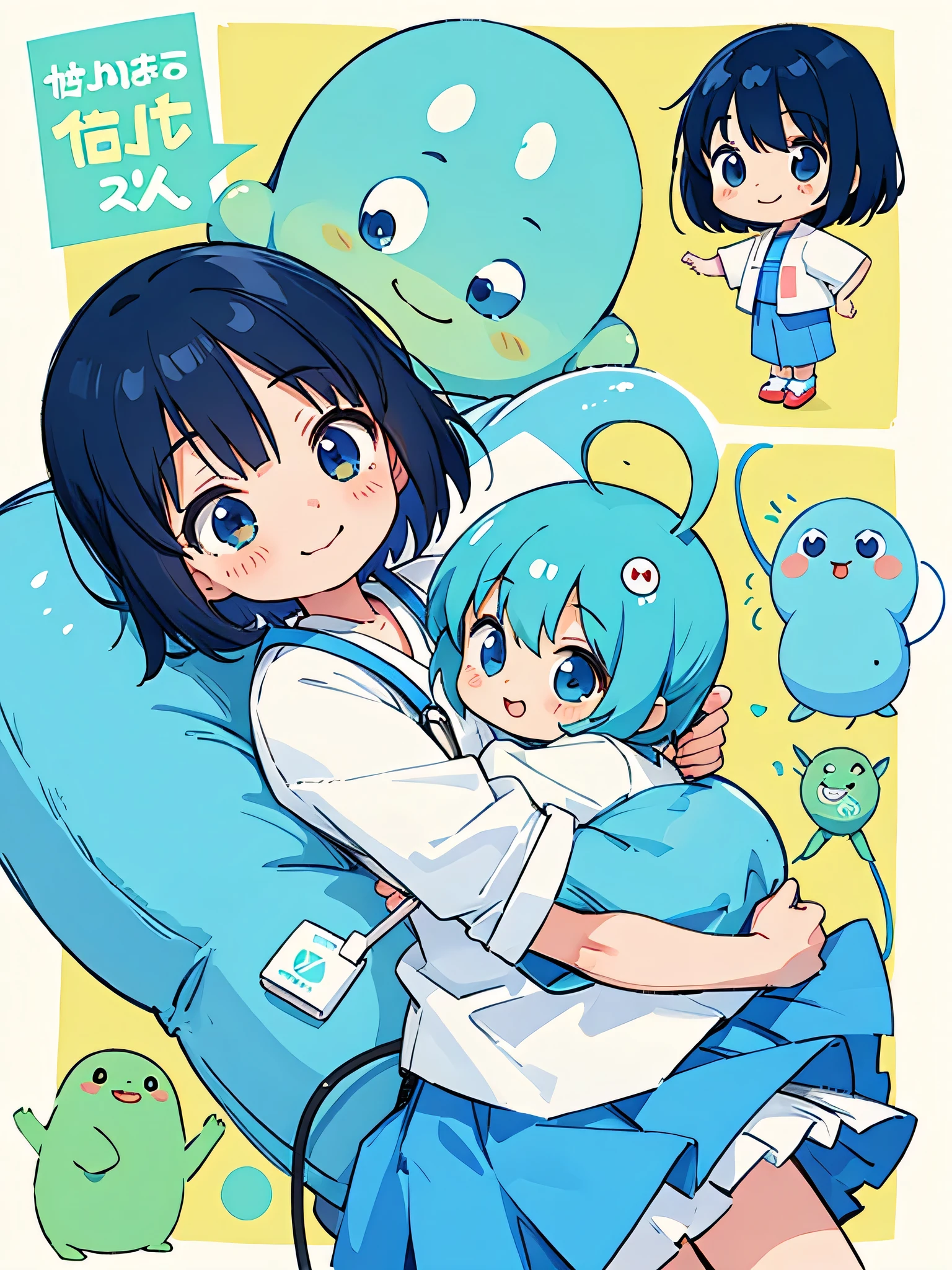 anime illustration of girl in diapers with pacifier