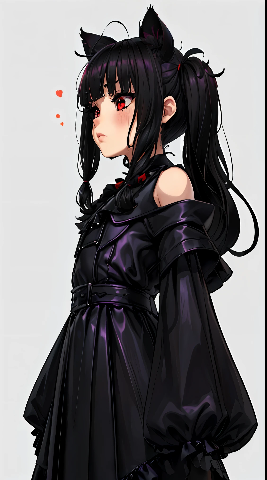 (una chica ,((long hair slightly wavy slightly past the shoulders, black bangs, small black pigtails on the sides, cute cat ears, beautiful thin red eyes)),),(hermosos ojos detallados,hermosos labios detallados,ojos y rostro extremadamente detallados,long eyelashes),(medio: manga),(in a gloomy psychiatric hospital),(ventanas enrejadas, papel pintado que se desvanece, luces parpadeantes),(Mejor calidad,ultra detallado),(dark and creepy atmosphere),(emocionalmente inestable, tormented expression),(Usar una bata blanca para pacientes),(rodeado de otros enfermos mentales),(obsesionante, perturbador),(Sombras siniestras),(manchas de sangre en el suelo),(a feeling of desperation and hopelessness),(Sonido de pasos resonantes),(Reflejo del miedo y la locura),(Realidad surrealista y retorcida),(psychological horror),(Colores muy saturados con un fondo desaturado),(Intense lighting that creates stark contrasts and deep shadows)