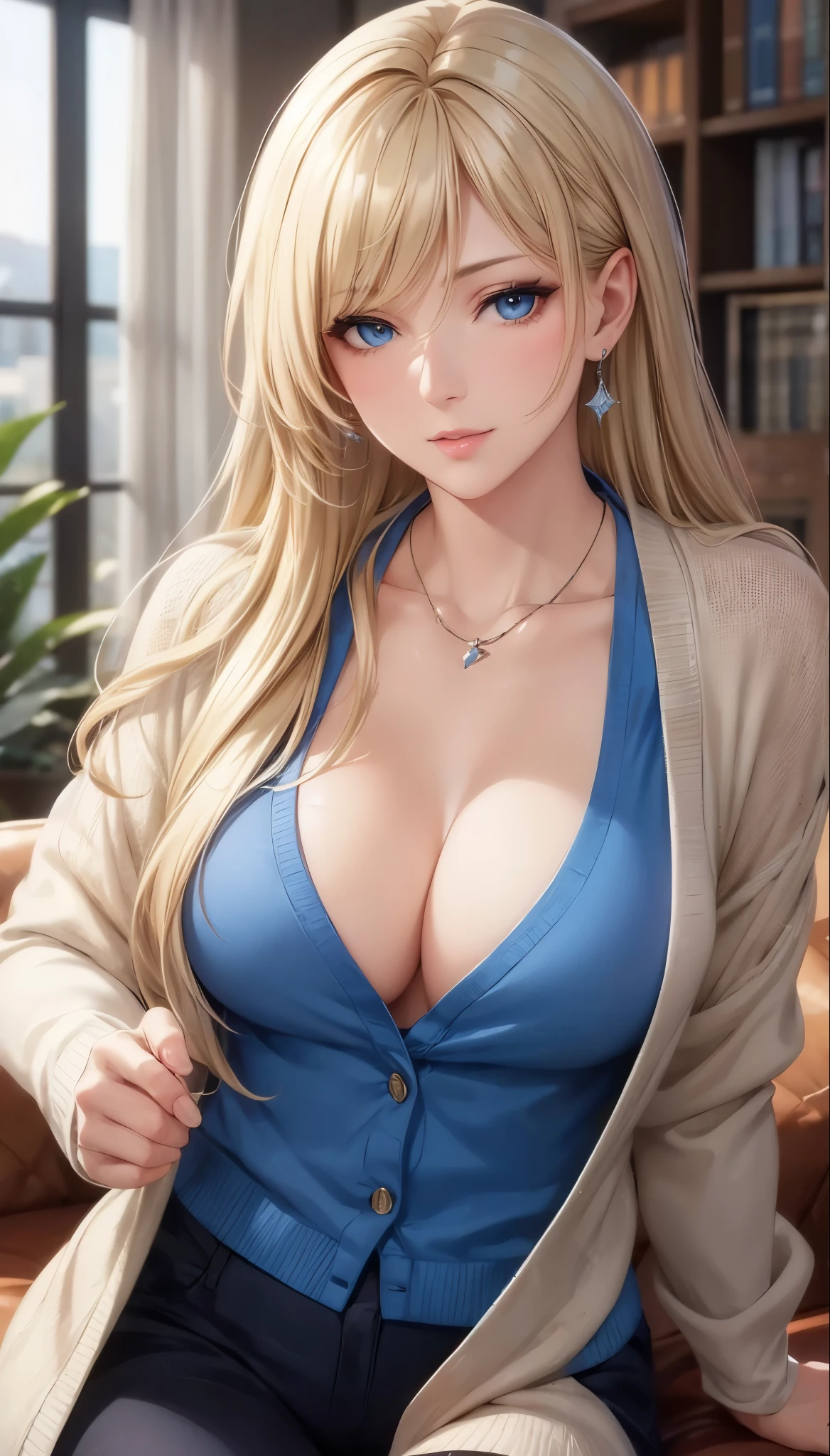 portrait, realistic, elegan woman, blue eyes, blonde hair, 8k resolution cg, beautiful cg, soft light
