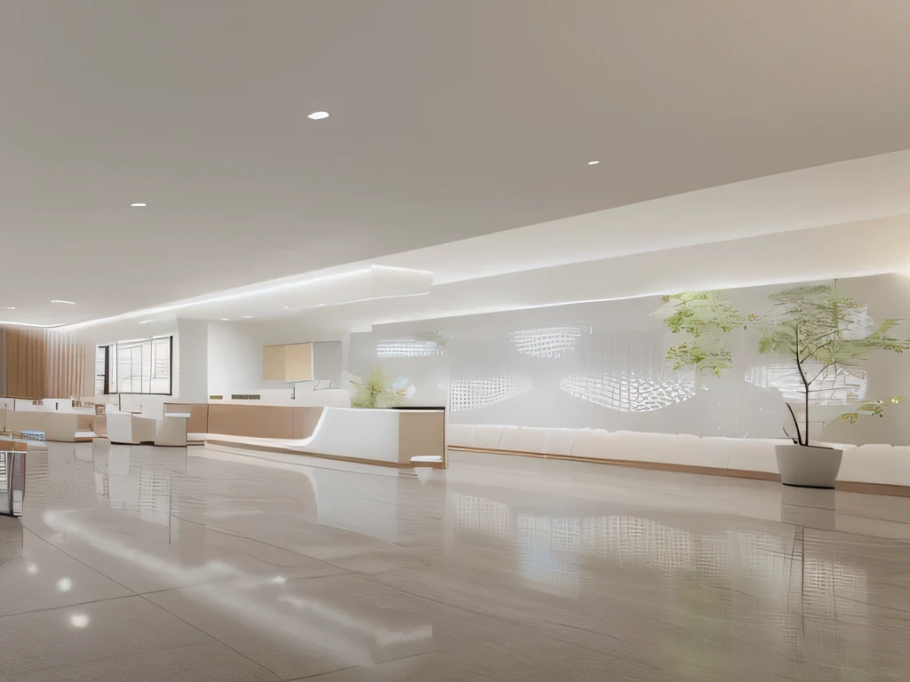 There are rows of seats in the hospital waiting area, interior architectural landscape, Best Rendering, interior design details, interior design architecture, concept , interior background art, visual development, concept drawing, anamorphic illustration, modern style, High quality color sketch, concept art highly detailed, Beautiful artist rendering, 8K,cool white interior effect,Modern light and shadow,Modern hospital corridor,Very high quality of light and shadow,Ultra high rendering,Interior renderings,Render with enscape,3D rendering,sharp edge,