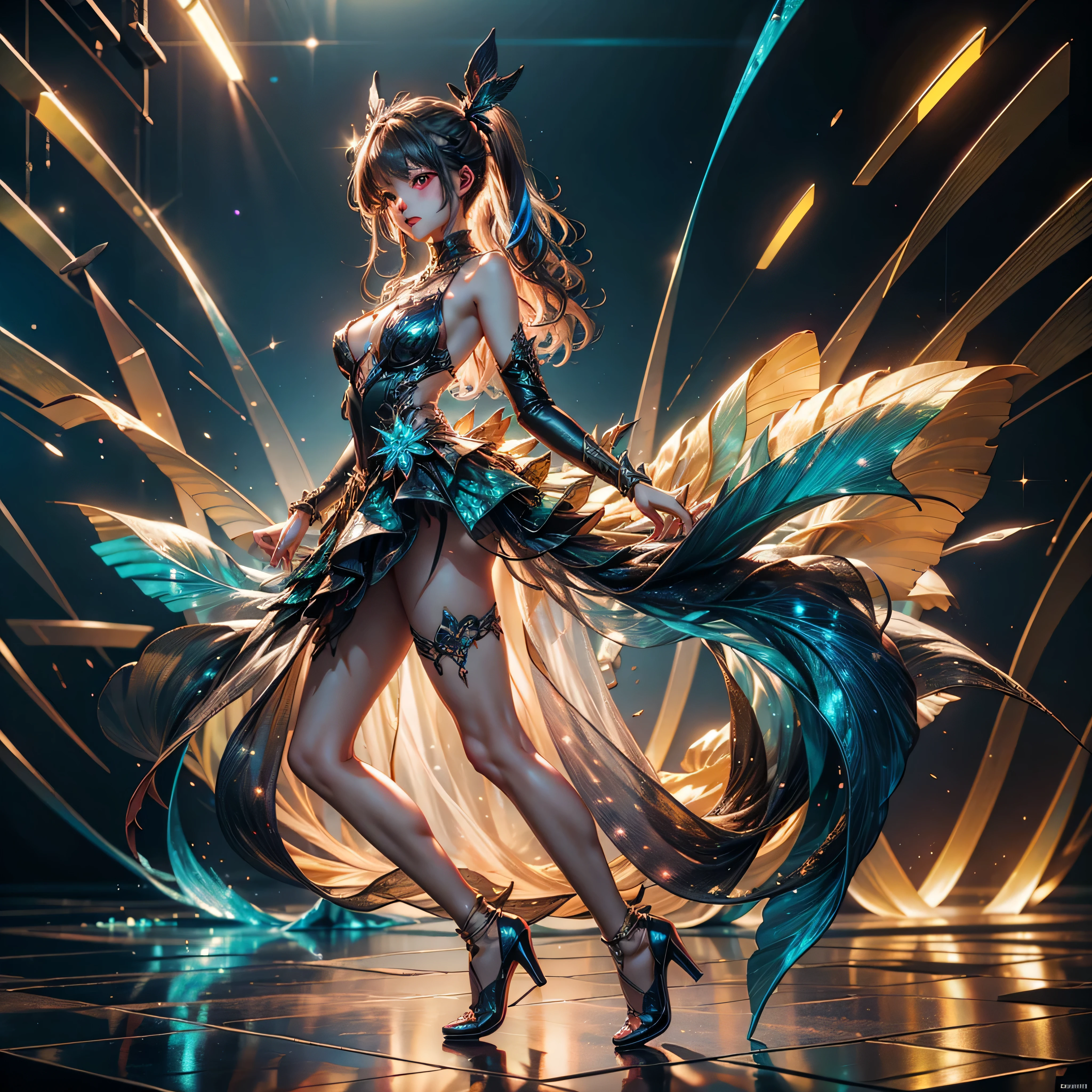 loli, nude, high heels, alien landscape, surrealism, futurism, cubism futurism, cyberpunk, ray tracing, glitter, cinematic lighting, motion blur, flash, atmospheric perspective, pov, ultra wide, canon, ultra hd, retina, masterpiece, textured skin, ccurate, anatomically correct, super detail, high detail, high resolution, best quality, award-winning, 4K, 8k, 16k