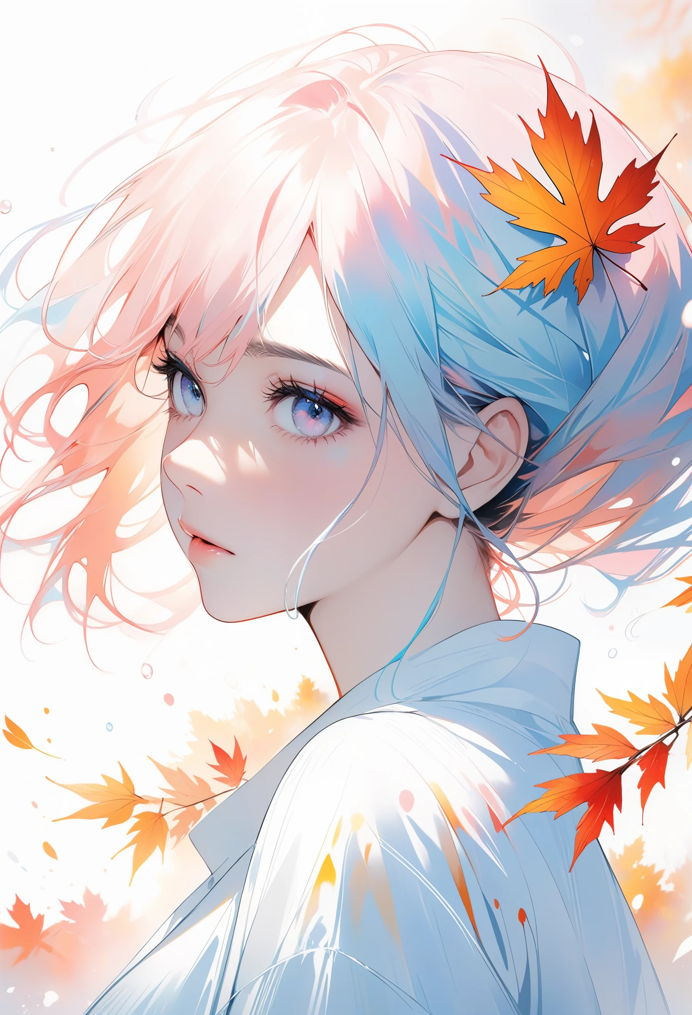 Women and Agnes Cecile, Luminous design, pastel colors, ink drop, autumn lights