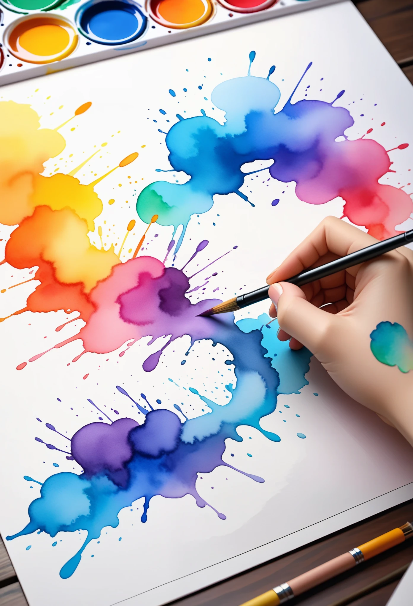 Make drawings colorful with watercolors, 4K  