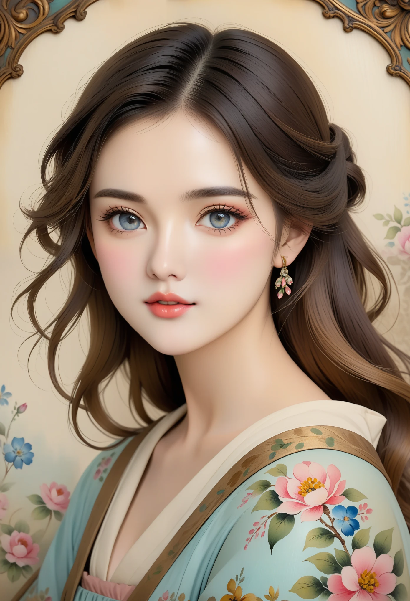 Antique hand-painted, pretty face