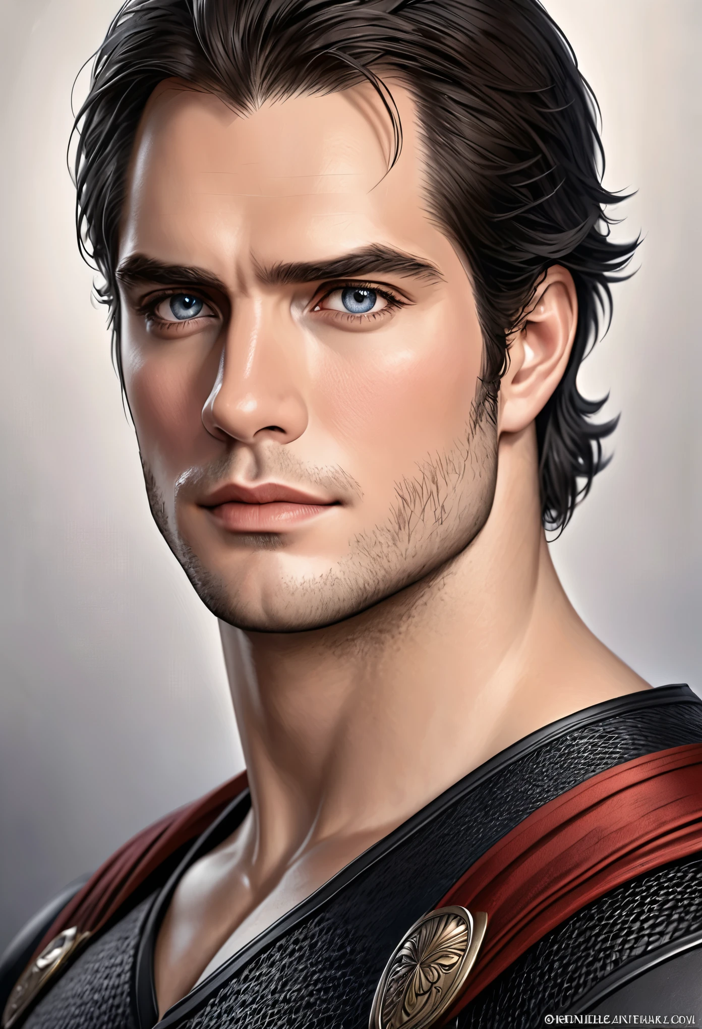 Realistic portrait in Henry Cavill Final Fantasy style