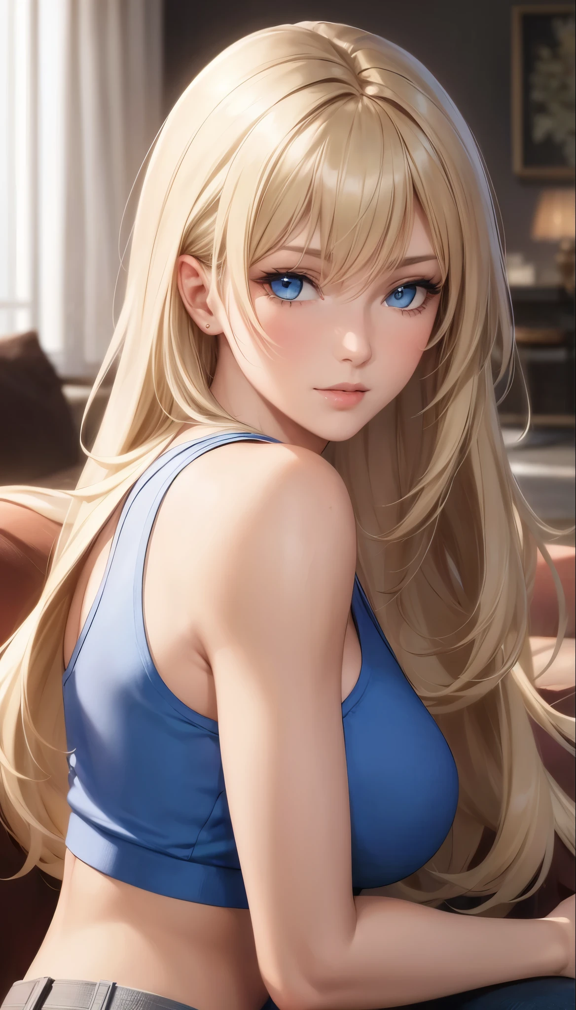 portrait, realistic, Elegant mature woman, blue eyes, blonde, big chest, high resolution cg 8k, beautiful cg, soft light