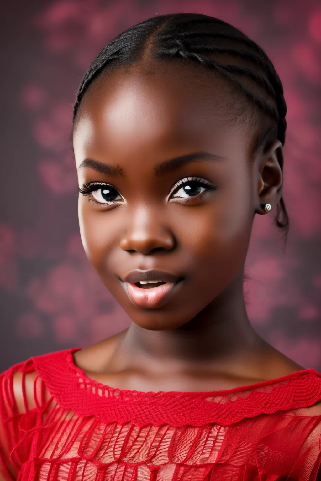 African girl  young undetremely very dark skin, long black hair, perfect lips perfect mouth perfect teeth, (various pose, change clothes, change pose) propose different expressive face 