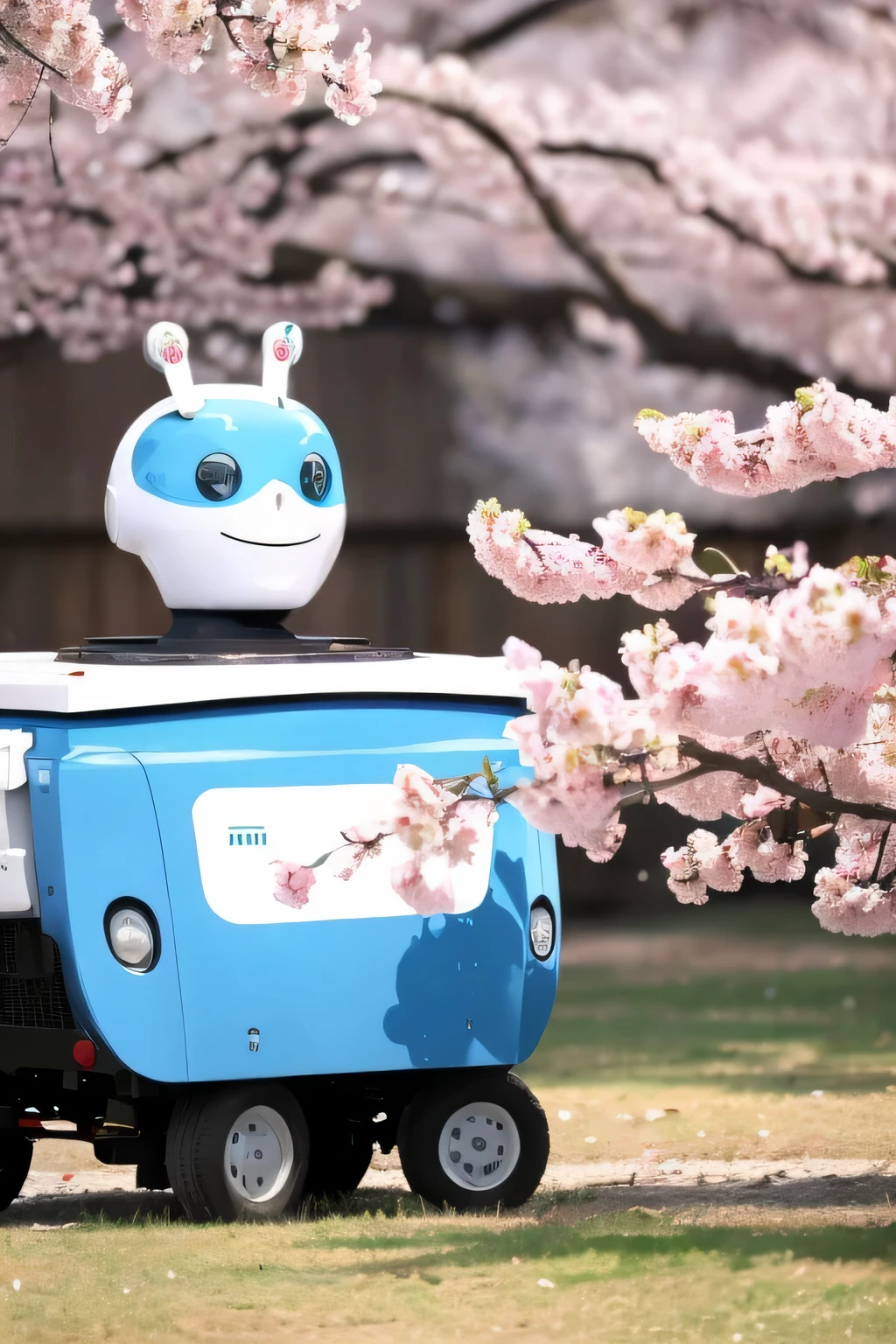 Robot enjoying cherry blossom viewing