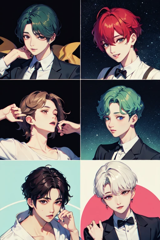 7 meninos coreanos com cabelos diferente bts