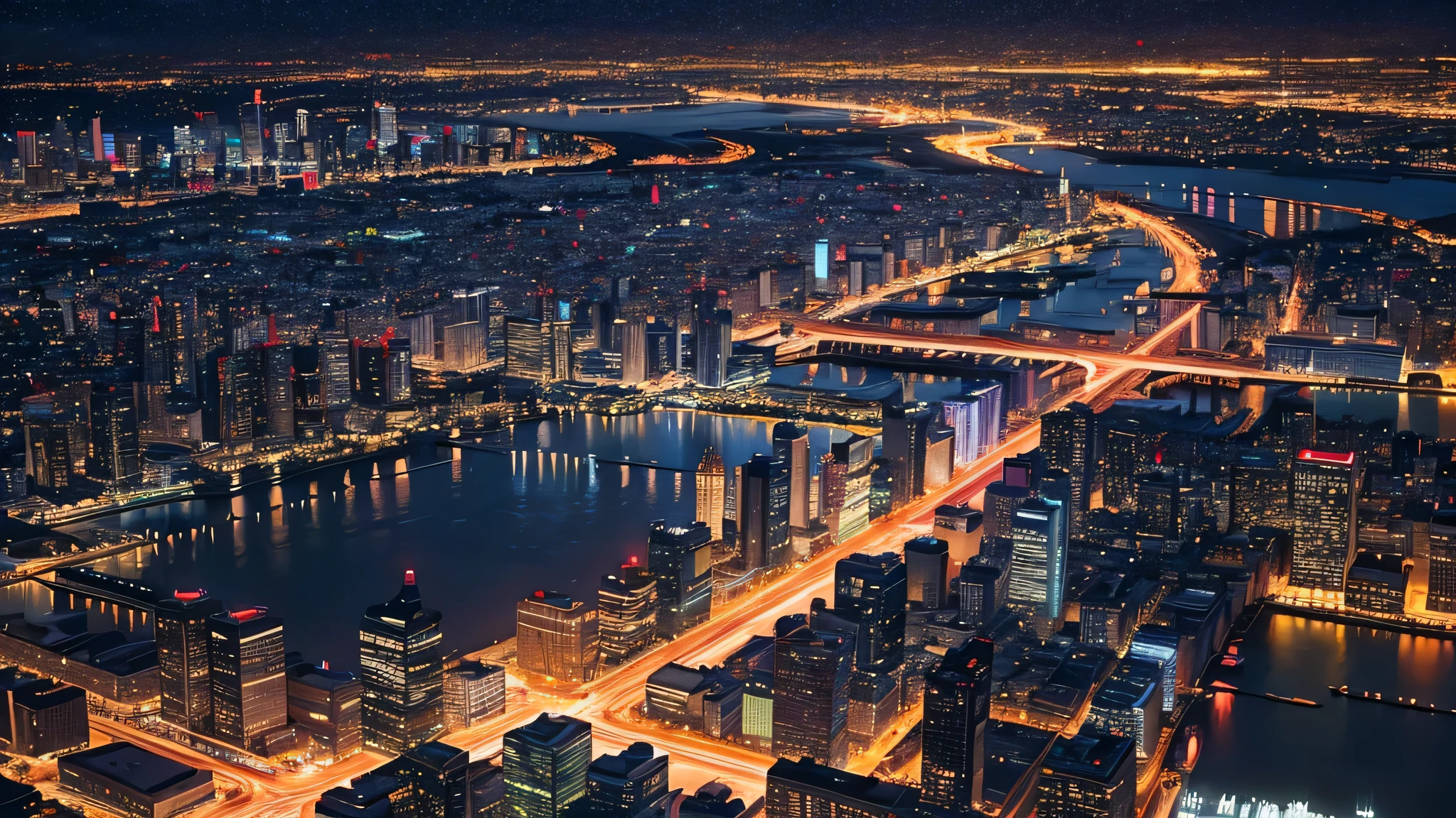 araffes looking out over a City at night from a plane, at night, stunning images,overhead shot, , aerial view of a City, night, City at night, Shenzhen, Ultra-detailed photos, , bird's eye view of a City, City, on dark background, neon lights in the City below