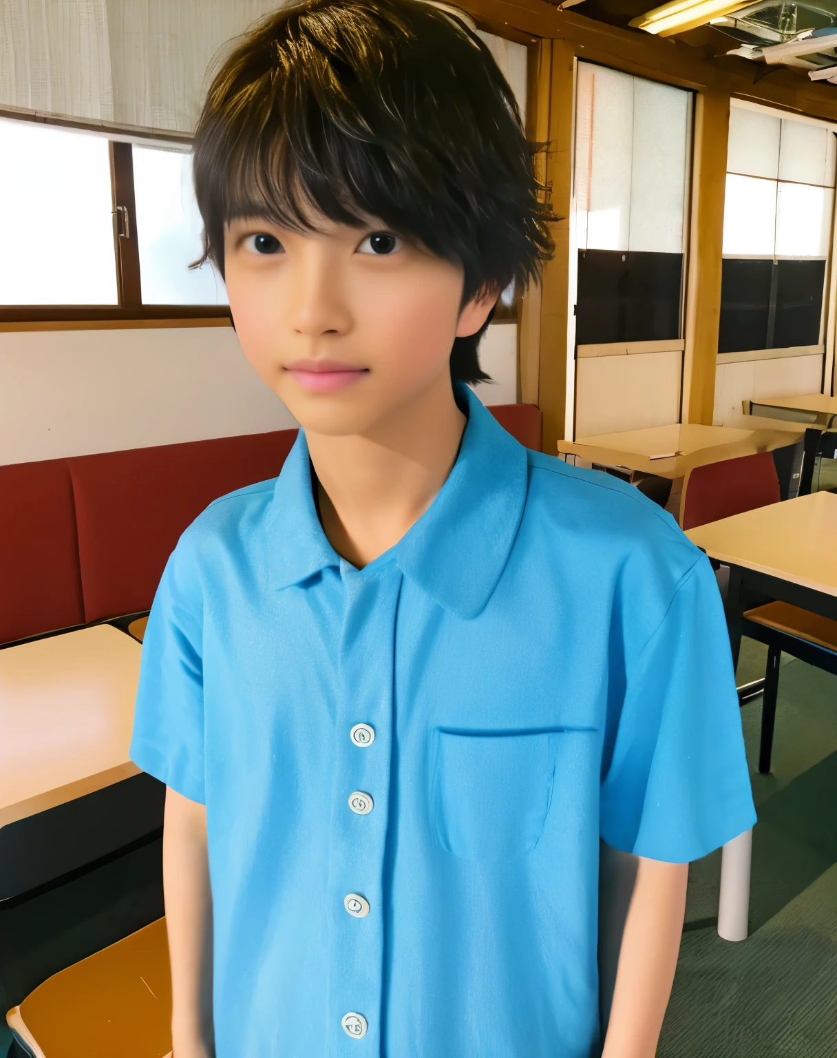 8k, RAW photo, best quality, masterpiece, realistic, photo-realistic, clear, professional lighting, beautiful face, best quality, ultra high res
BREAK
(upper body 1.5),
BREAK
realistic Japanese cute, boy,15 years old,
classroom desk,
BREAK
chemise,
BREAK
standing,
BREAK
outside,