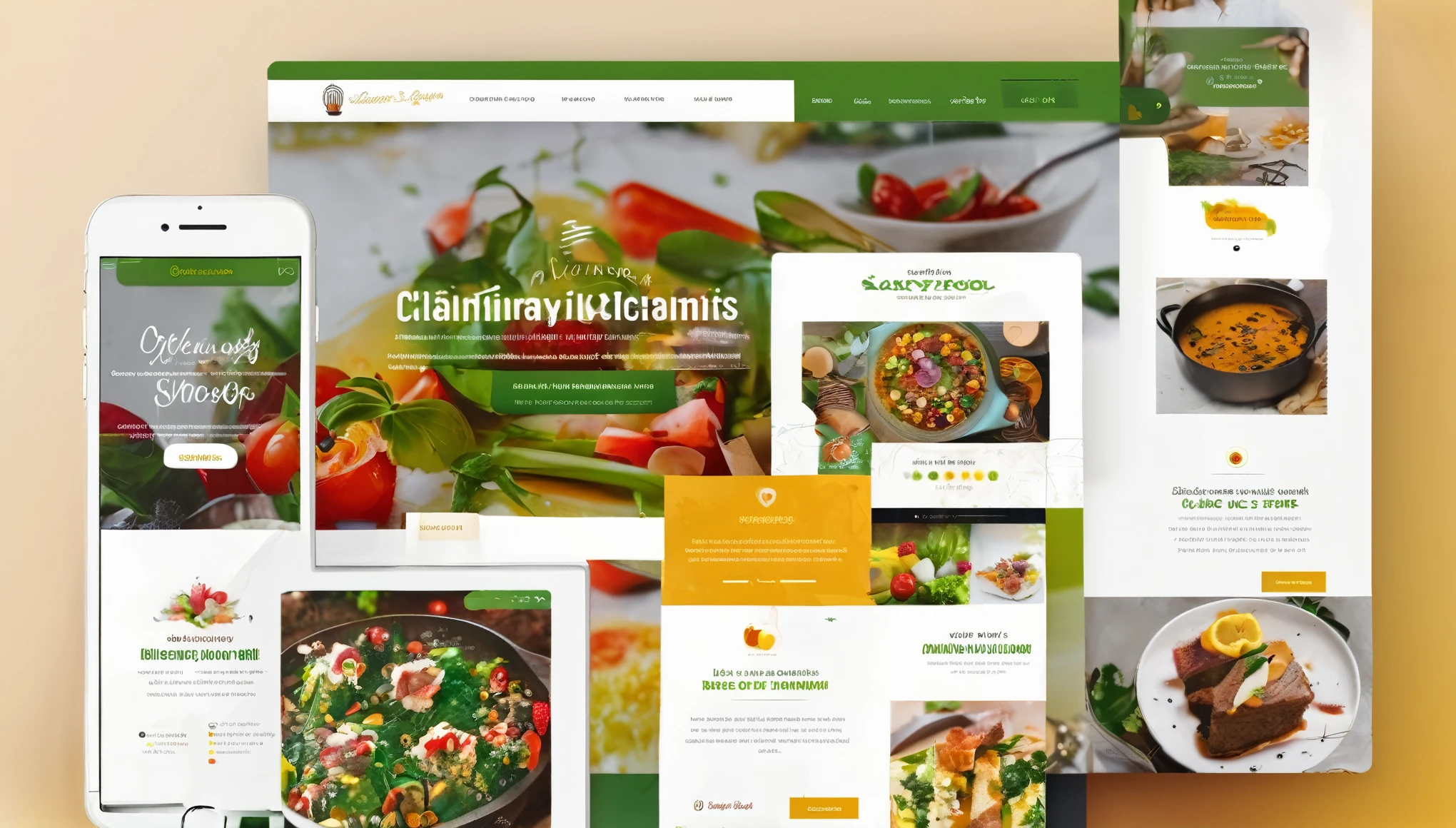 UI design of online cooking school website landing page called "CulinaryCanvas", extremely realistic, [clean and organized] , UI/UX design,  [fresh] color palette