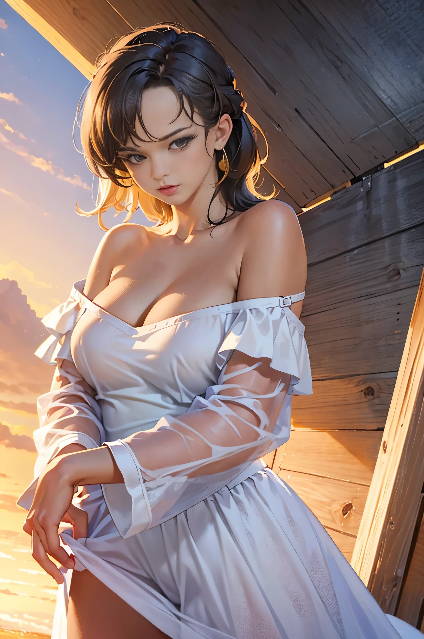 Best quality, masterpiece, ultra high res, (photorealistic:1.4), raw photo, 1girl, off shoulder