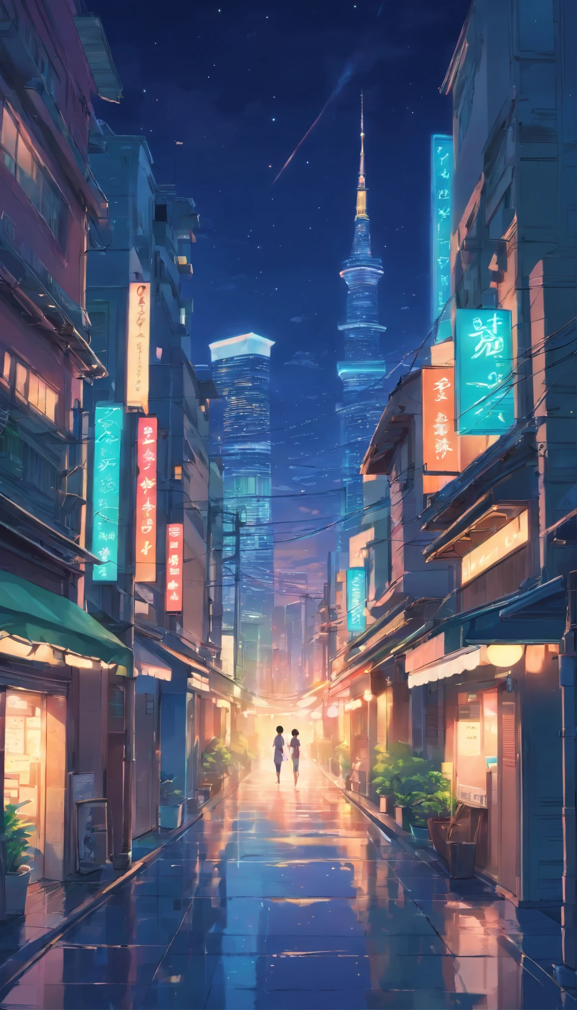 Summer night architecture dark closeup city shimmering in the distance