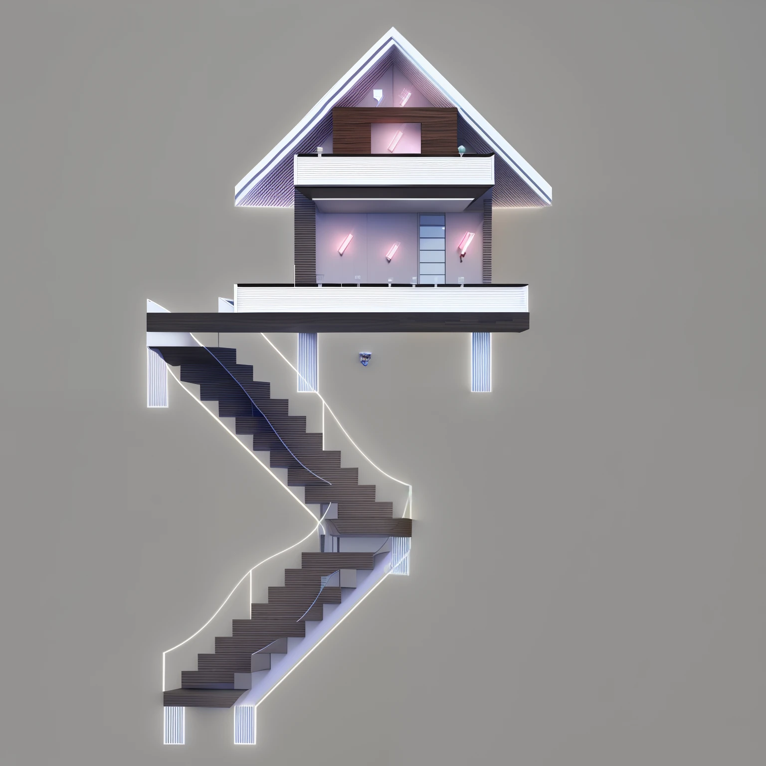a drawing of a house with a staircase going up to the top, complete house, cad, inter dimensional villa, house and home, isometric view!!!!, rendered, 2 d autocad, isometric staircase, architectural section, multi - level, autocad, hq very detailed, comprehensive 2 d render, 2 d cg, stairs to an upper floor