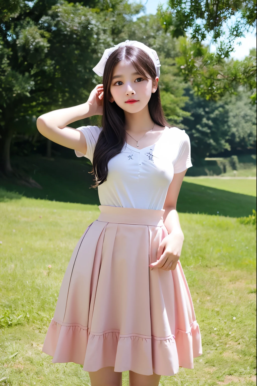 Skirt flip {nipple} Fluttering skirt, Lolita, mid-length skirt, knee-length skirt, girl, skirt pulled up to reveal thighs, Alice in Wonderland
