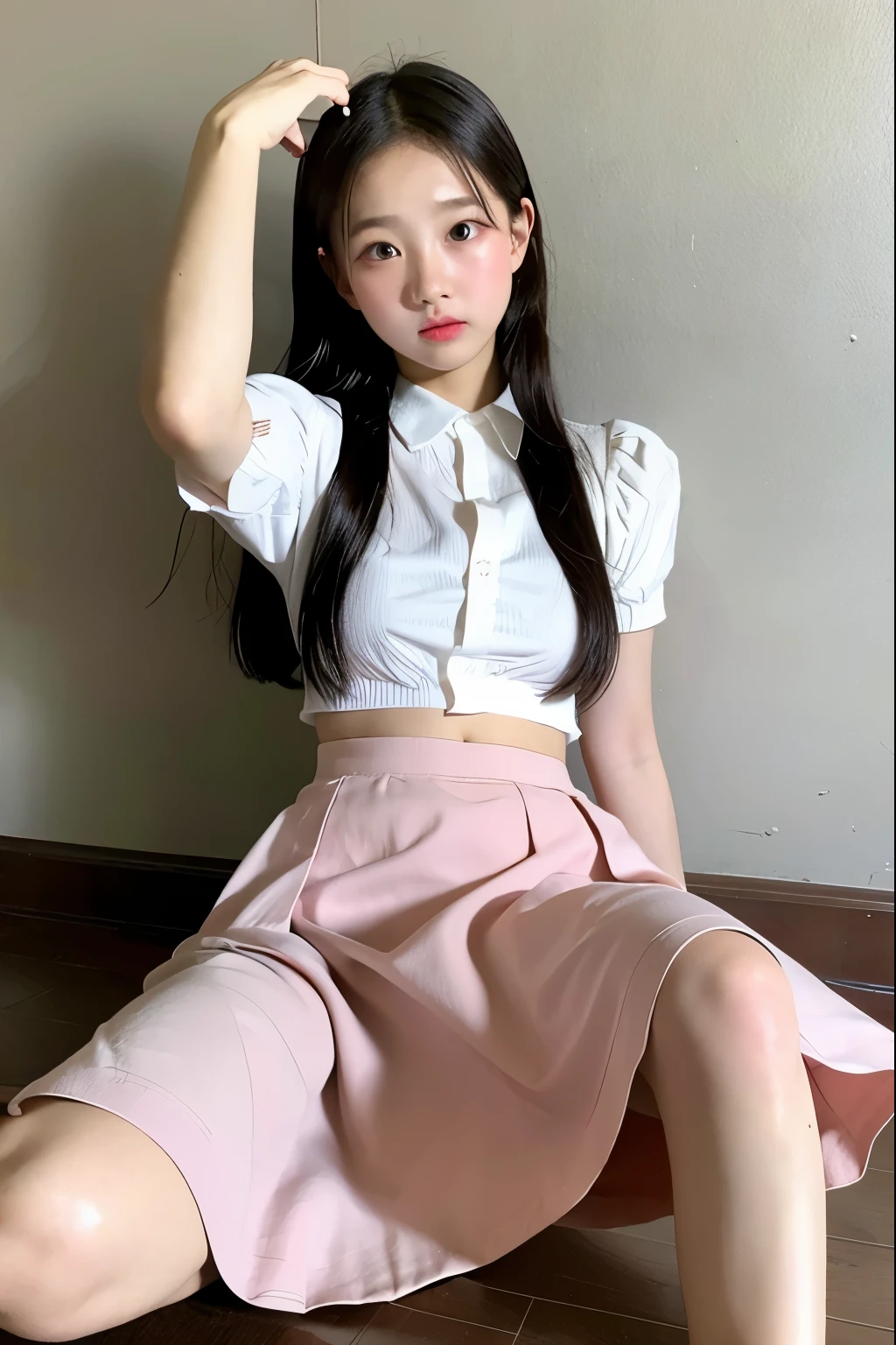 Ultra-realistic 8K CG，s the perfect face，flawless perfection，Liu Yifei，tmasterpiece，professionalartwork，famousartwork，s the perfect face，beauitful face，beautidful eyes，（（Perfect female body）） 1girll， （8K， RAW photos， best qualtiy， tmasterpiece：1.2）， （realisticlying， photograph realistic：1.37）， 独奏， ultra - detailed， lacepantyhose， beatiful background， The shirt， （（a skirt））， Long shots， from below， thick thight，