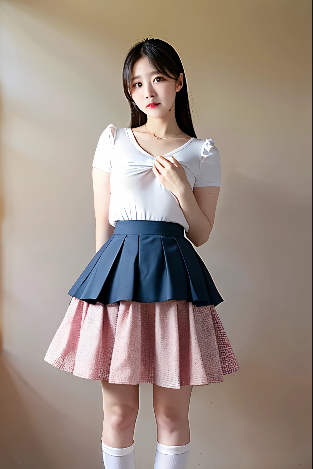 Baby face Skirt flip {nipple} Fluttering skirt, ta, mid-length skirt, knee-length skirt, girl, skirt pulled up to reveal thighs, Alice in Wonderland