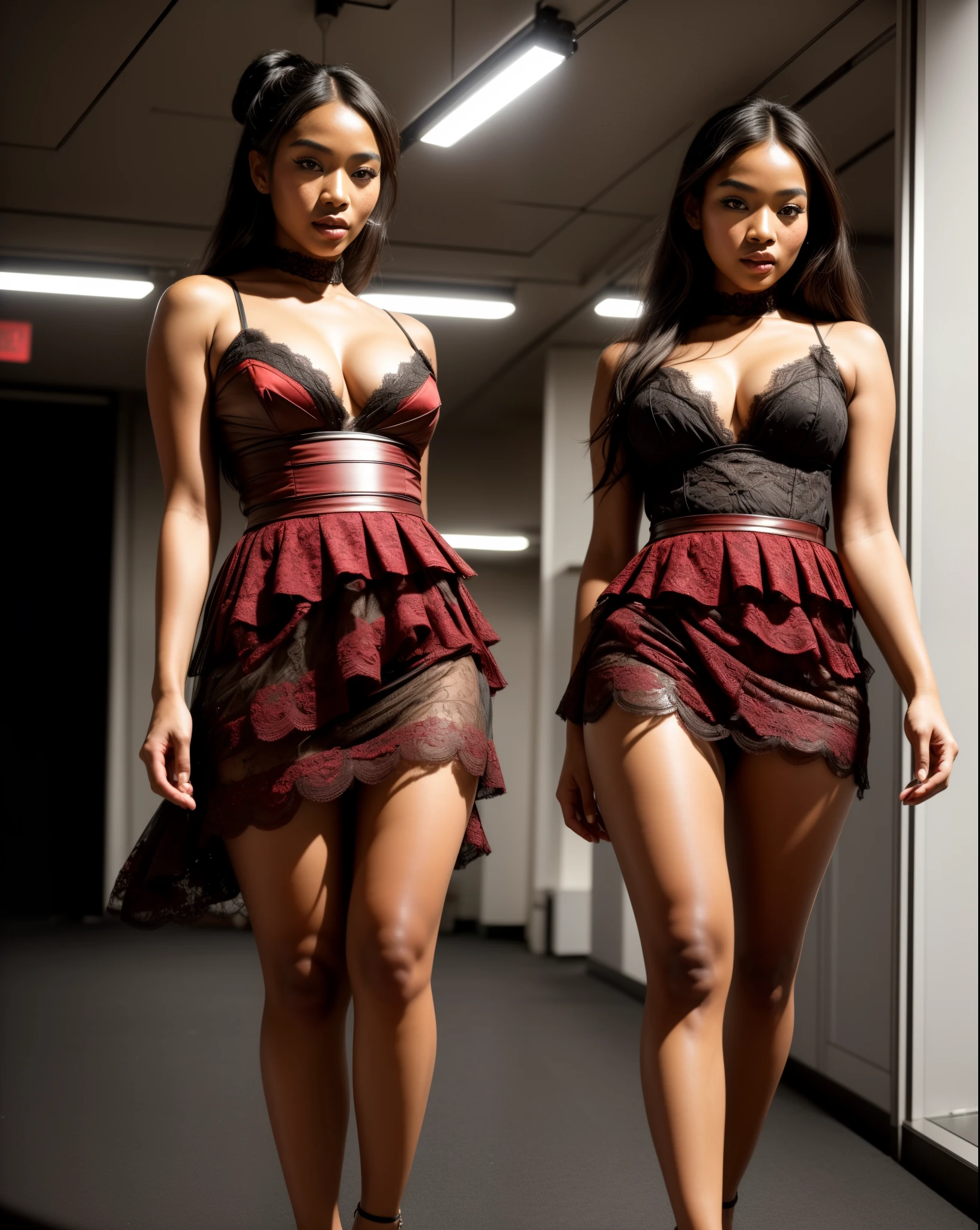 A beautiful 25 years old black asian mixed fashion model, wearing a beautiful red dress, runaway model, on a catwalk, perfect body, big breasts,
(beautiful black mix asian skin), (beautiful eyes), cellulite, (detailed skin, skin blemish:1.2)
24mm, soft cinematic light, RAW photo, intricate, elegant, highly detailed, sharp focus, ((((cinematic look)))), soothing tones, insane details, hyperdetailed, low contrast, exposure blend, hdr, faded, shot on Canon Ae-1, taken on an old-school 35mm film, (analogue photography), shadow, f1.4, Iso 800 grain, ultra high res, Best quality, masterpiece, ((colour image)), intimate, drop shadow, clear background, (best quality:1.2), (highly detailed:1.1)