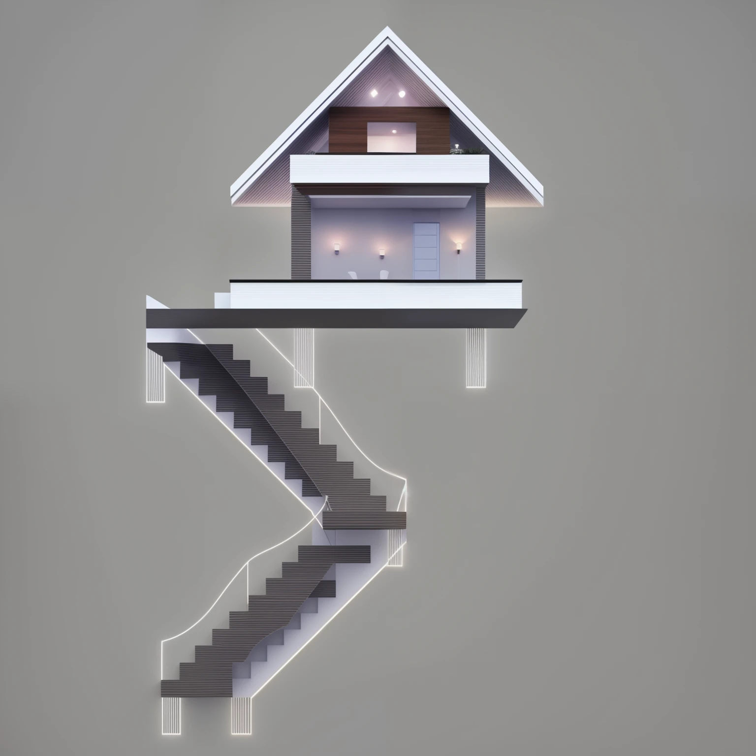 a drawing of a house with a staircase going up to the top, complete house, cad, inter dimensional villa, house and home, isometric view!!!!, rendered, 2 d autocad, isometric staircase, architectural section, multi - level, autocad, hq very detailed, comprehensive 2 d render, 2 d cg, stairs to an upper floor