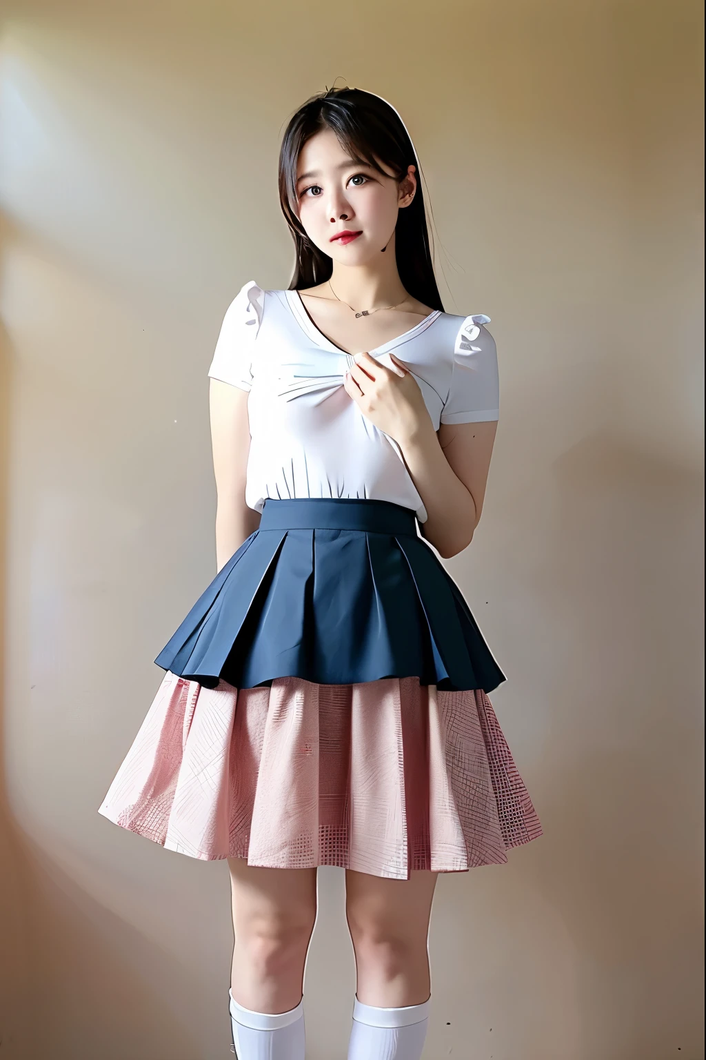 Skirt flip {nipple} Fluttering skirt, Lolita, mid-length skirt, knee-length skirt, girl, skirt pulled up to reveal thighs, Alice in Wonderland