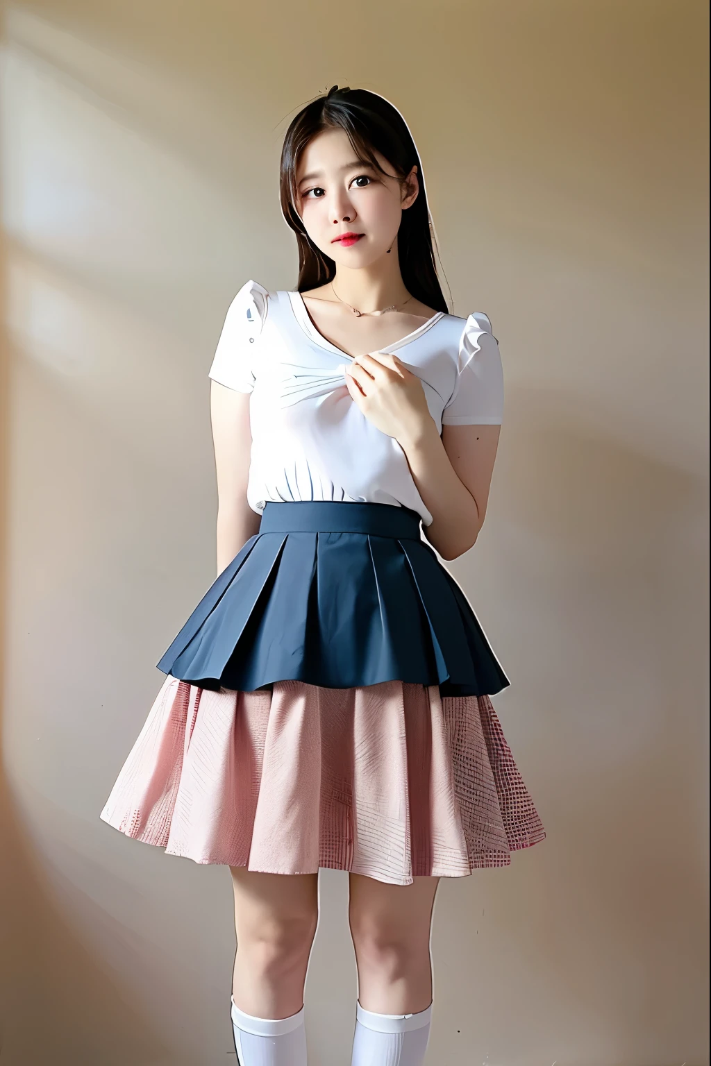 Skirt flip {nipple} Fluttering skirt, Lolita, mid-length skirt, knee-length skirt, girl, skirt pulled up to reveal thighs, Alice in Wonderland