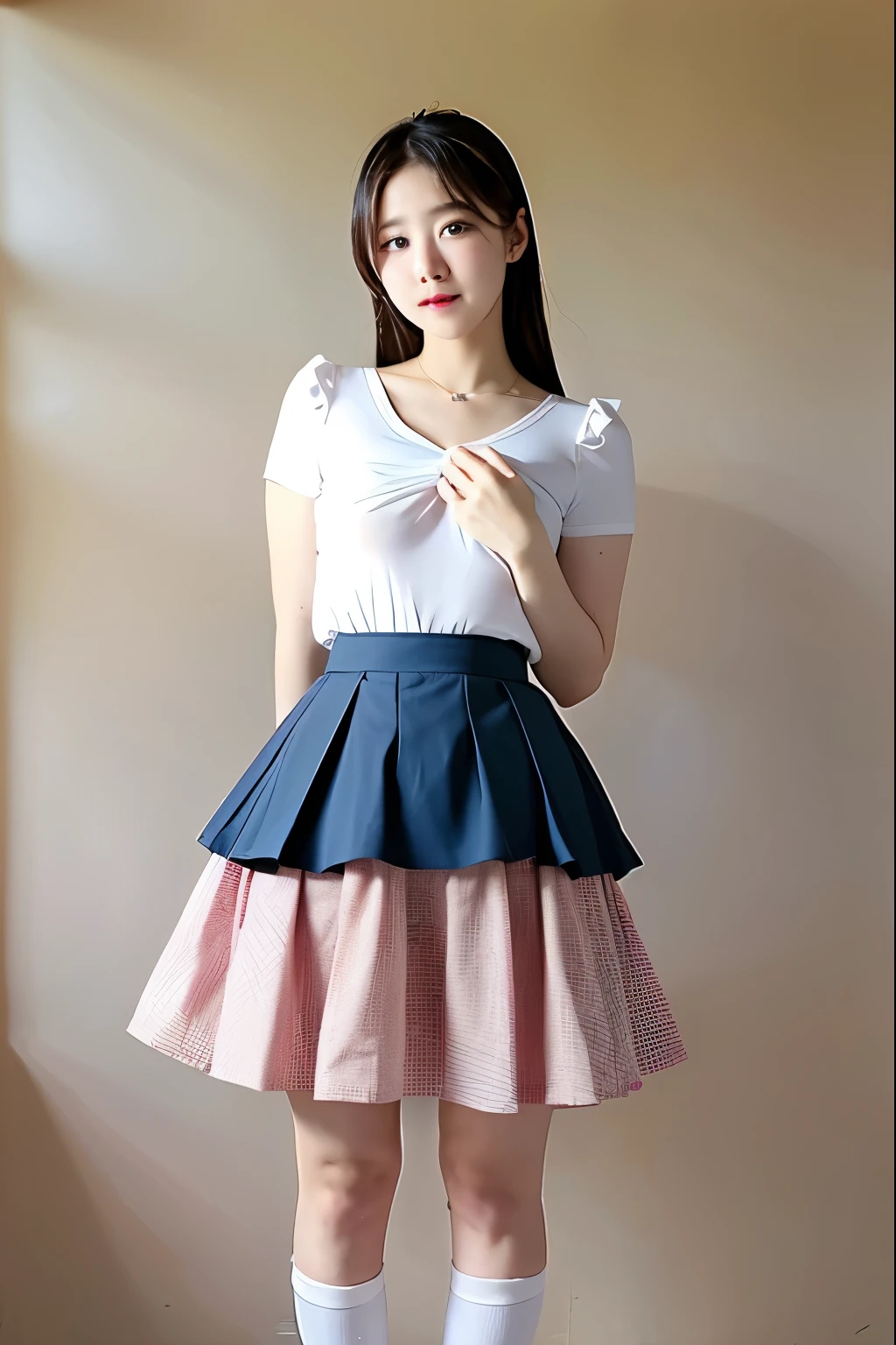 Baby face Skirt flip {nipple} Fluttering skirt, ta, mid-length skirt, knee-length skirt, girl, skirt pulled up to reveal thighs, Alice in Wonderland