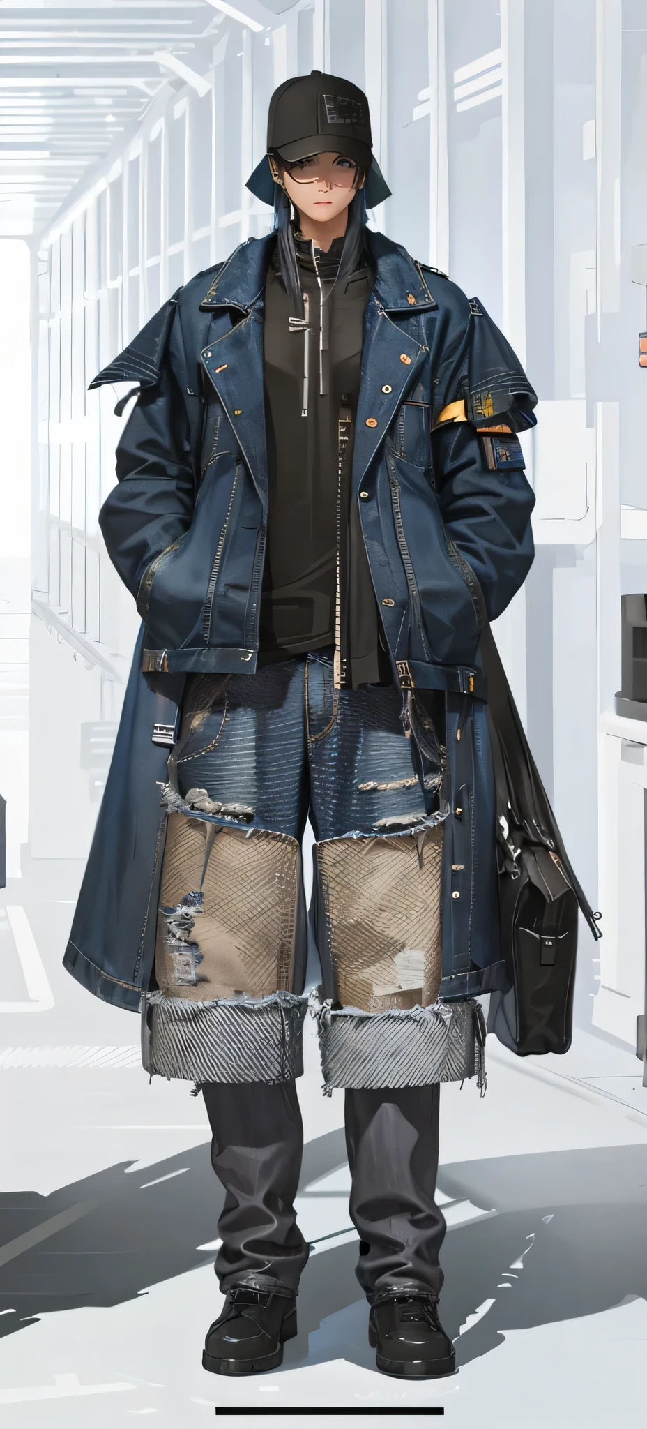 Clothing 8k High-quality HDR 8K Industrial Denim Concept Art Style Illustration Deconstructed Blue