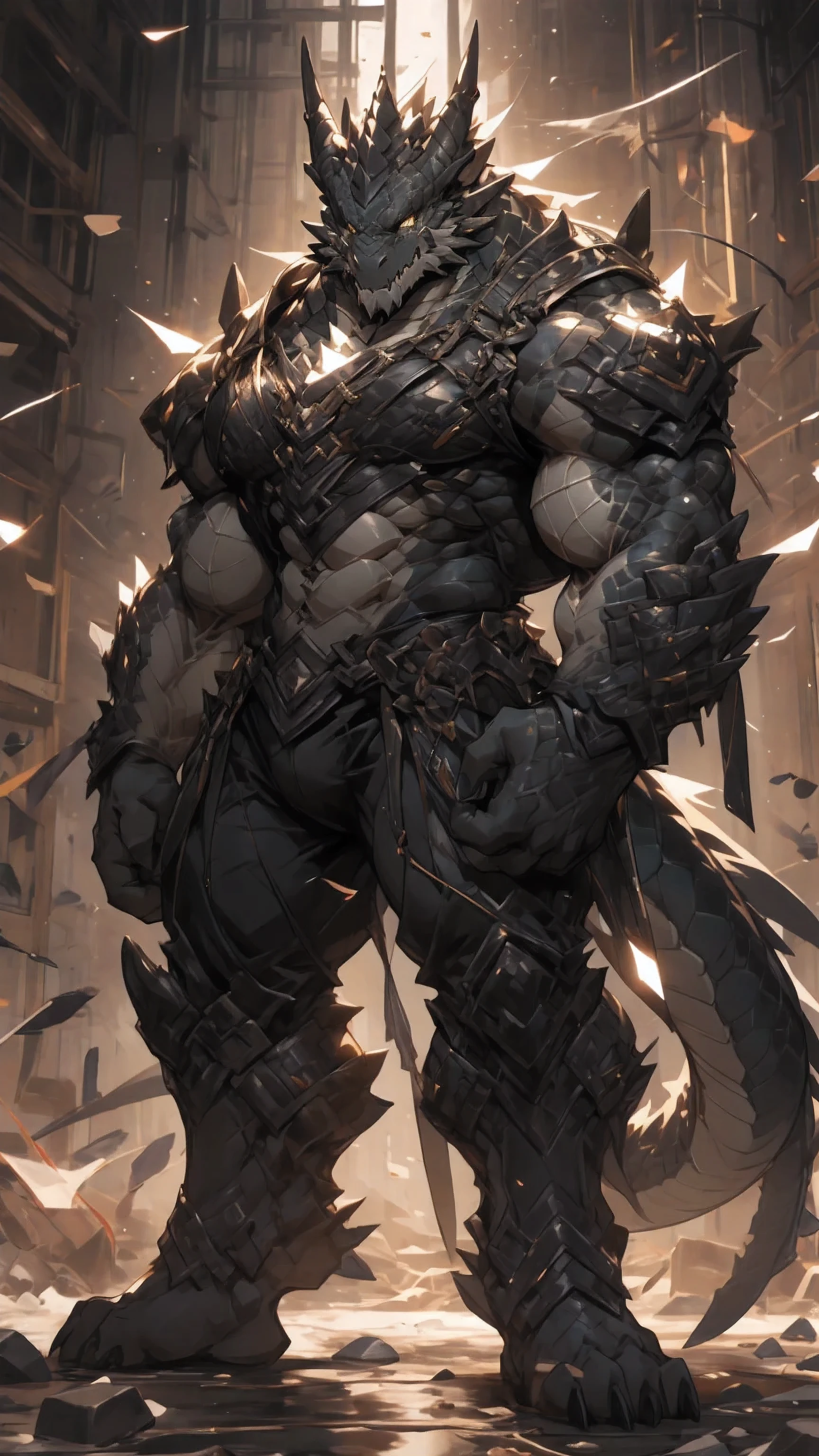 Black Dragon Orcs,Physically strong。The gray-black skin is covered with something hard, thick scales。golden eyes。