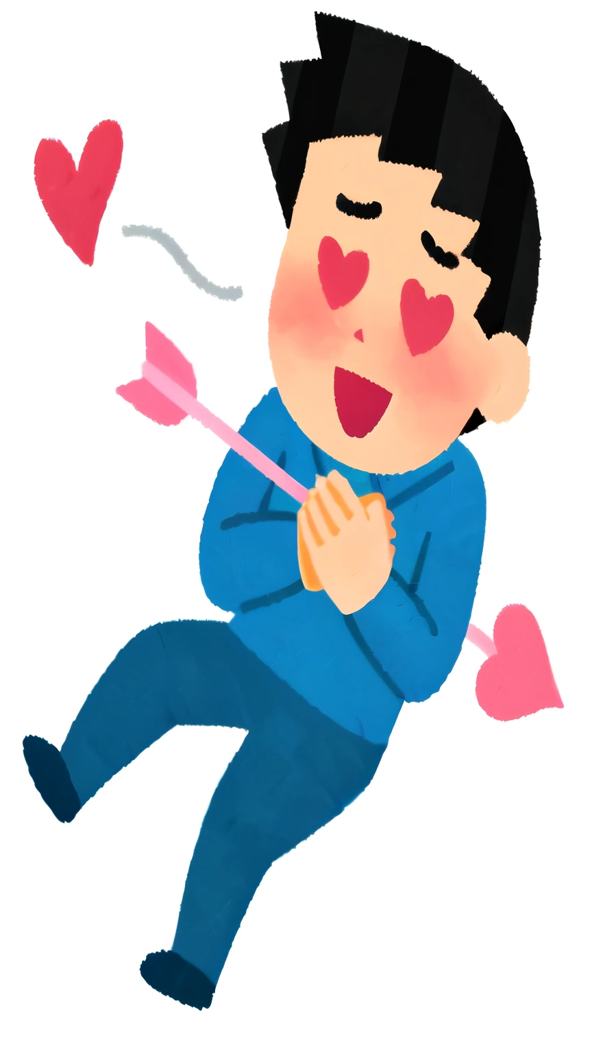 cartoon boy with heart shaped arrows and a blue shirt, Beast, cupid, man with a blue heart, happy!!!, Wang Chen, romantic, cute boy, heartbroken, by Pushing Seihō, loveable guy, archer boy, delightful, February), romantic!!!,a cartoon,