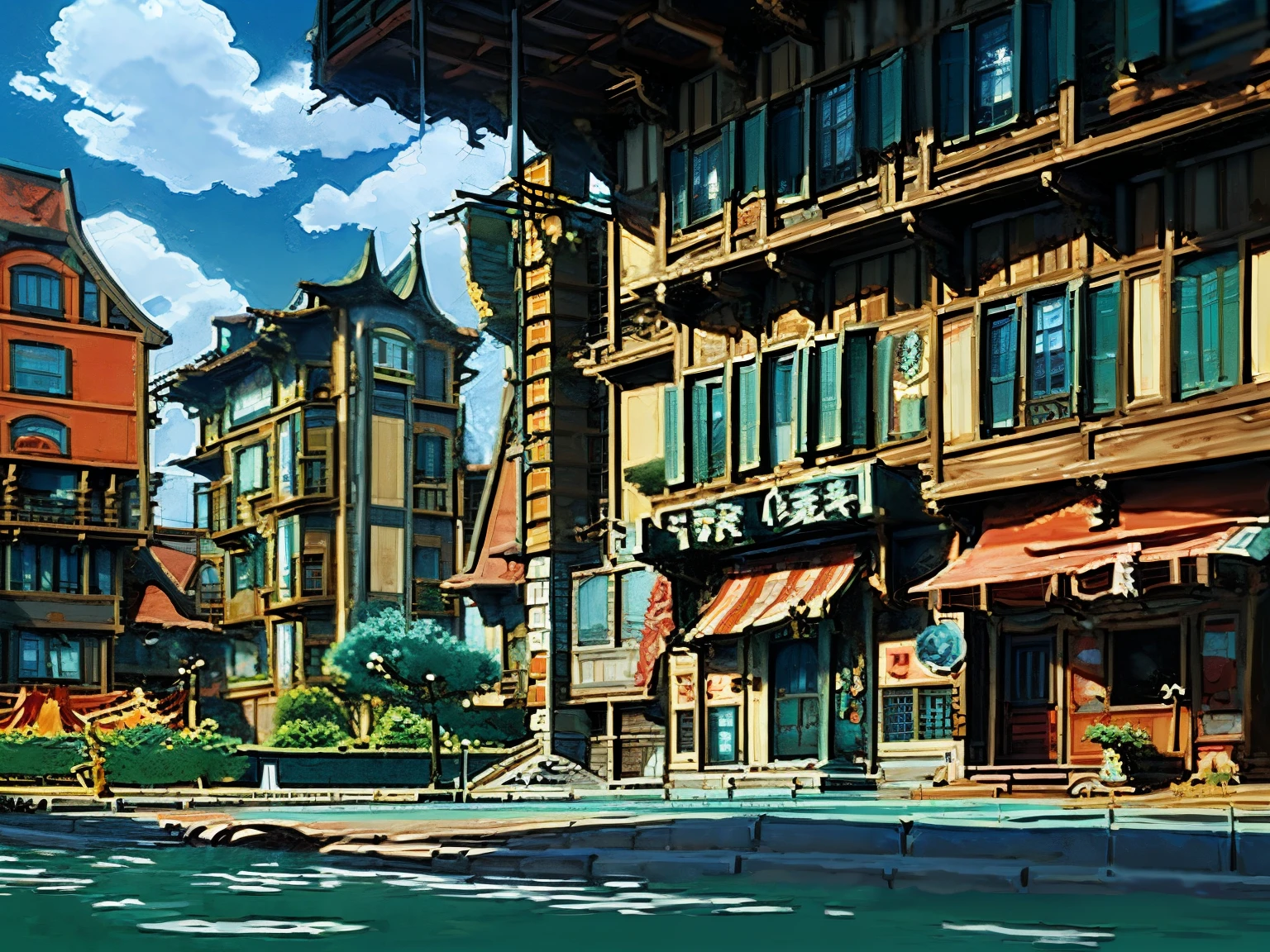 DVD screengrab from studio ghibli movie, (horror modern apartment complex:1.4), retro anime, unsaturated colors