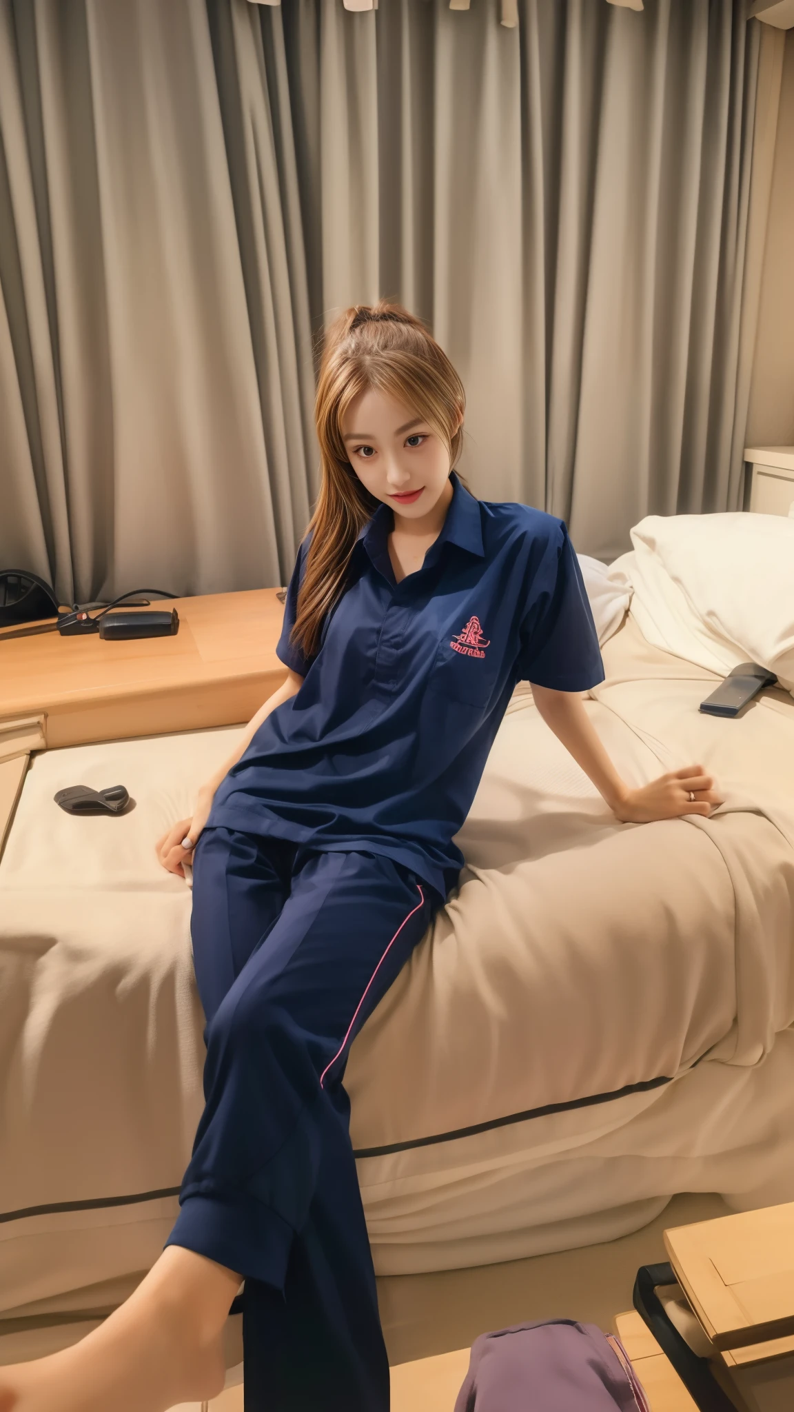 (best quality,10,10,height,Masterpiece:1.2),Special details,(realistic,Realistic picture,Realistic photos:1.37),1 Cute girl in the kitchen,shiny, skin shiny,only,smile softly,BDclothelue shirt:1.3)),short sleeve,shirt, Long pants.,(navy_long_track pants:1.1), ((Kitchen Background)),Dynamic angle,excited,Face focus,dynamic poses,from behind,focus on ass,Masterpiece, best quality, ultra realistic, Too many details, 8k resolution, raw photos, Sharp focus, ((Navy blue shirt:1.1)), short sleeve, long route, perfect body, 2 mature women, 18 years old, Cinema-grade lighting system,blue sweatpants,exercise cloth,correct anatomy,perfect body, correct body, Sharp face, Anatomy of the correct body, full body, realistic gestures, long-haired, realistic poses,Wear long shorts...........................,The legs are long.,Good shape,carved girl, Slender figure, model, Good shape, beautiful body,blue sweatpants, two girls kissing