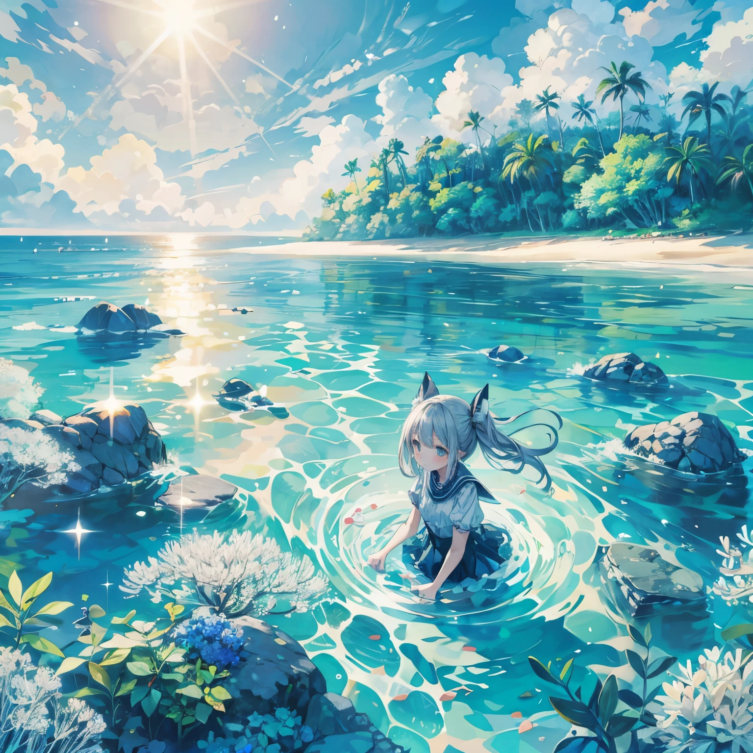 The sparkling sea and the girl