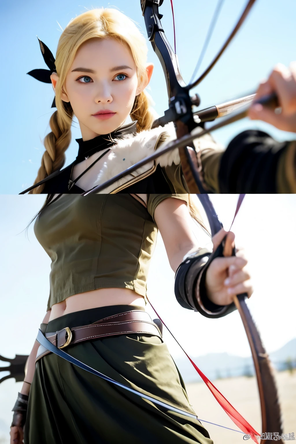 ((highest quality)), ((masterpiece)), (be familiar with), anime,2D,game,lineage,elf,prepare a bow and arrow