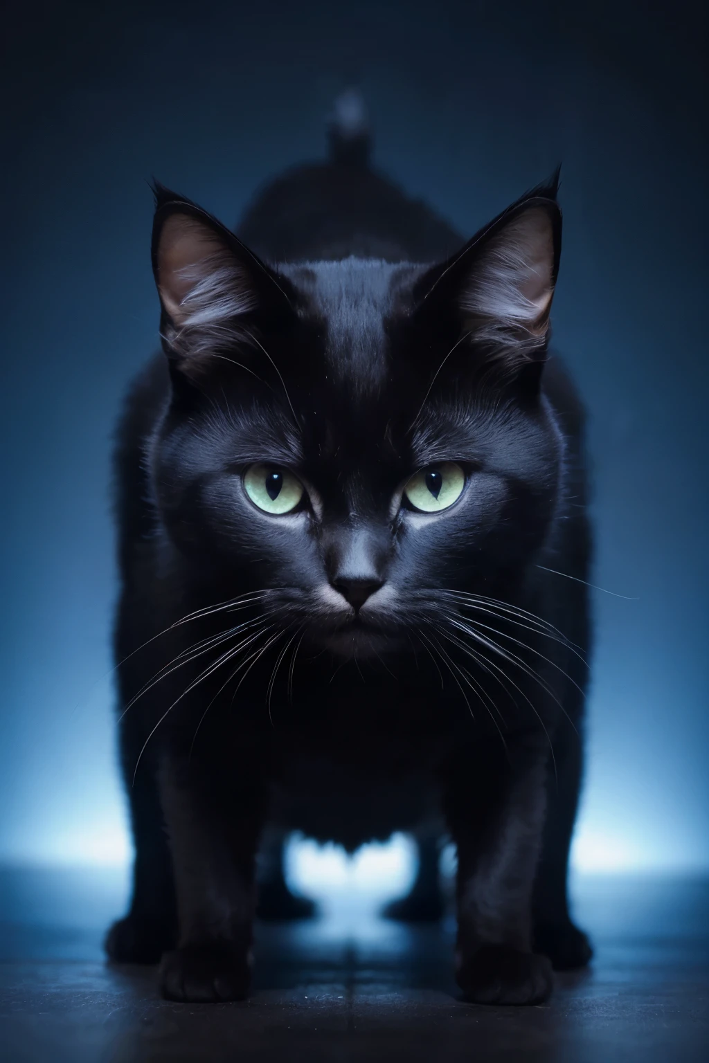 evil locking cat ai image with black back ground