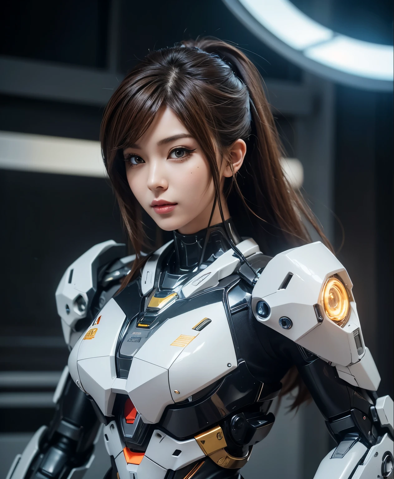 Super detailed, advanced details, high quality, 最high quality, High resolution, 1080p, hard disk,(Farrah),overwatch,beautiful cyborg woman,Mecha cyborg girl,battle mode,Mecha body girl,She wears a futuristic mech