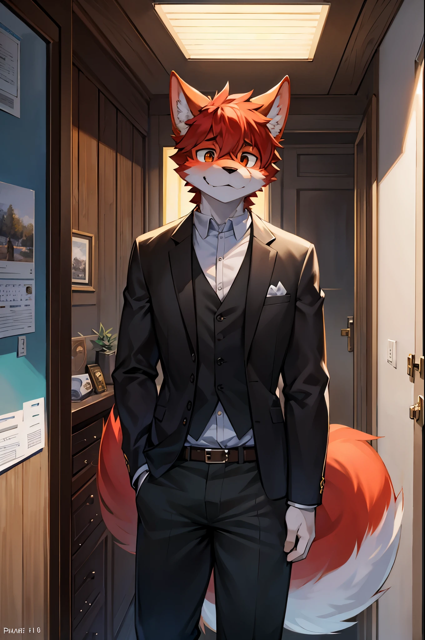 (Furry art,Uploaded on e621:1.4),(tmasterpiece:1.3),(best qualtiy:1.2),(2D:1.0),(illustratio:1.0),(Sharp:1.2),(Light_environment),(Pubic area is clear,Shiny:0.8),(impasto:1.1),(ultra - detailed:1.0)(1boys,Solo exhibition),(shaggy:1.6),(doggy:1.2),(Robust)(Tall)(strong)(shorter pants)(Be red in the face)(is shy)(male people)(The large)(Handsome)(strong)(big)