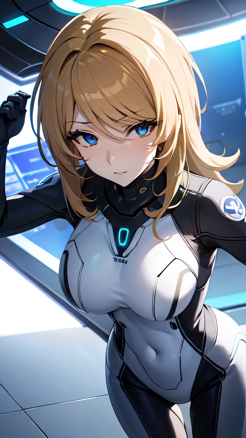 Milf, woman in a futuristic suit, highly detailed face, cool, mom, tomboy, very large breast, (Milf), mature face, (mature female), cybersuit, anime girl wearing tight suit, milfication, Elegant body, navel focus, naked body, gloves, earrings, science fiction, female protagonist, standing, volumetric light, detailed lighting, detailed textures, oppai cyberpunk, biomechanical oppai, masterpiece, best quality eyes, sci-fi background, futuristic landscape, low angle, chubby, (smooth surface)