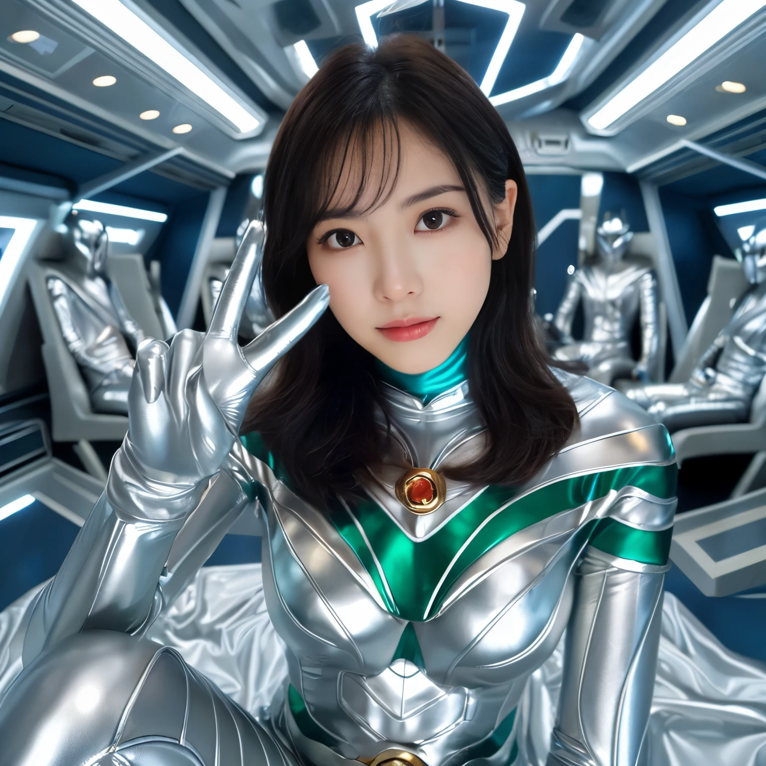 best image quality、Super high resolution、(realism:1.4)、Korean beauty star、The most beautiful KPOP star、horny face、Horny Korean makeup、erotic expression、A body that makes you want to touch it、erotic photos、((Realistic shiny satin fabric texture、High-gloss stretch satin fabric that is smooth and smooth to the touch.、The drape of the curved part of the shiny satin fabric、strong shiny costume、The smooth and beautiful quality and luster of the costumes、A shiny costume made of high-quality satin fabric with high density.、Smooth to the touch oil light liang ice 縝绸 ultra-class battleship skin coat COS、Super Sentai Women's Heroine Suit、Texture of costumes that satin fetishists respond to、Thin, glossy stretch satin fabric)),8K photo quality