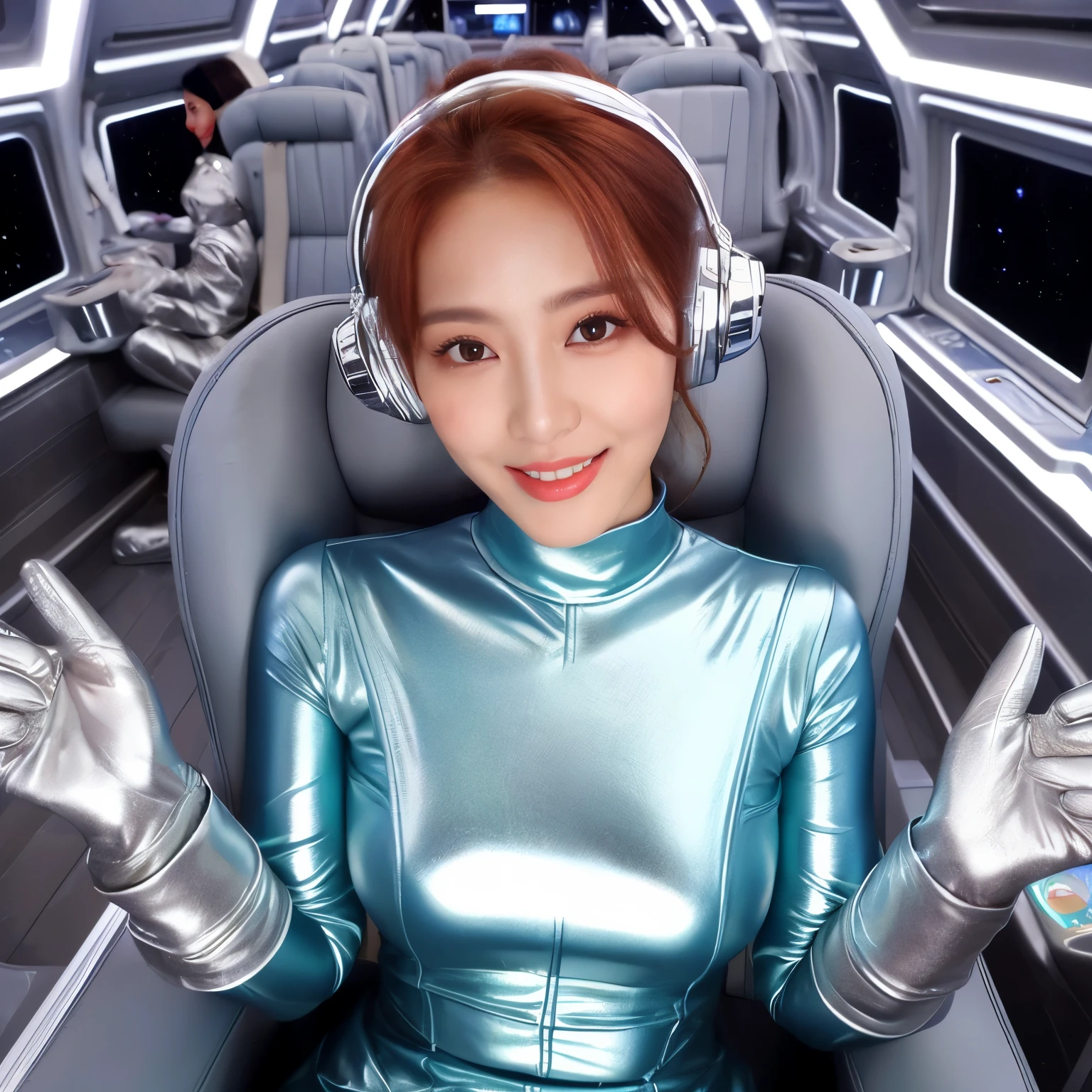 best image quality、Super high resolution、(realism:1.4)、Korean beauty star、The most beautiful KPOP star、horny face、Horny Korean makeup、erotic expression、A body that makes you want to touch it、erotic photos、((Realistic shiny satin fabric texture、High-gloss stretch satin fabric that is smooth and smooth to the touch.、The drape of the curved part of the shiny satin fabric、strong shiny costume、The smooth and beautiful quality and luster of the costumes、A shiny costume made of high-quality satin fabric with high density.、Smooth to the touch oil light liang ice 縝绸 ultra-class battleship skin coat COS、Super Sentai Women's Heroine Suit、Texture of costumes that satin fetishists respond to、Thin, glossy stretch satin fabric)),8K photo quality