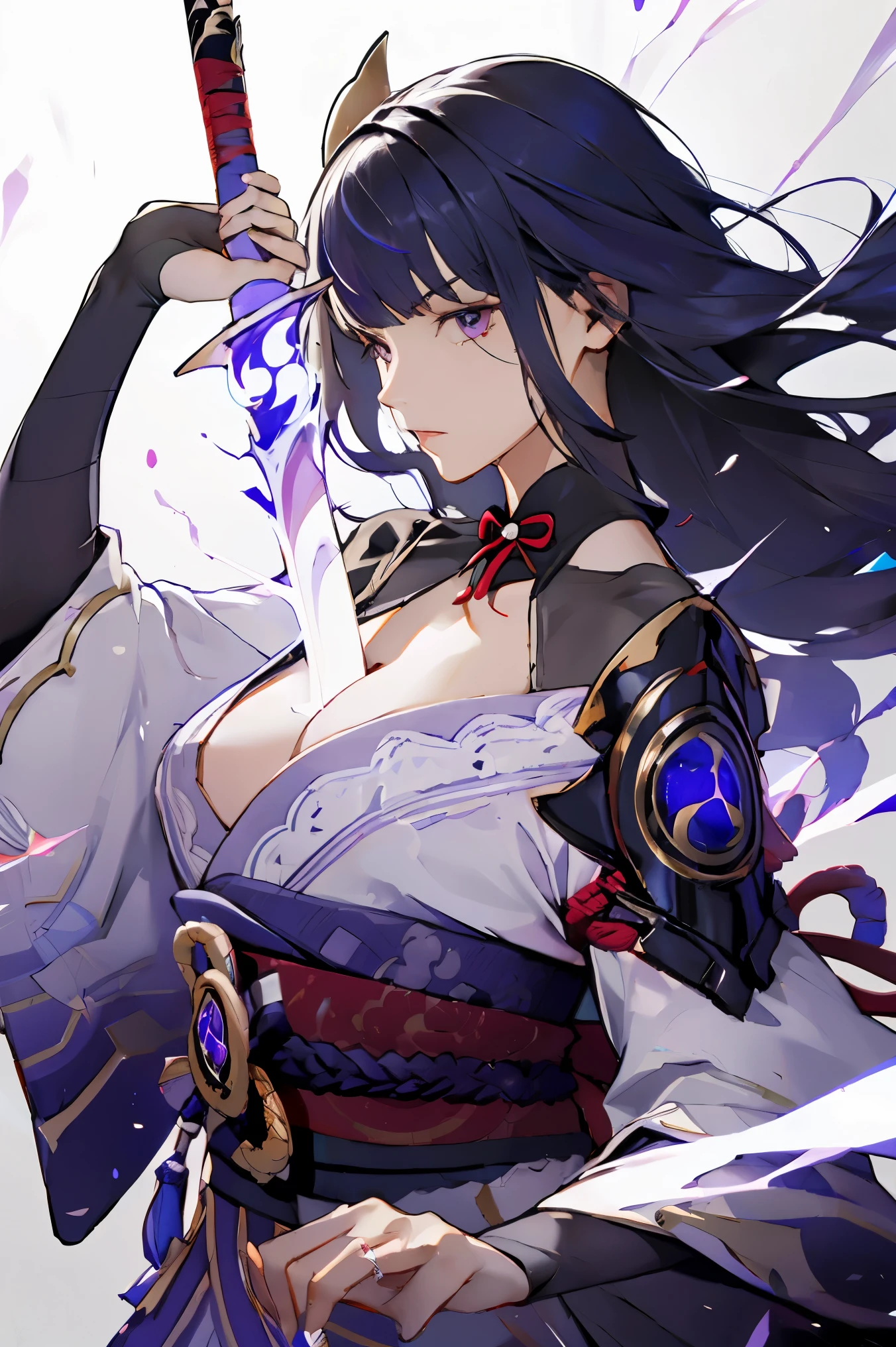 Raiden_shogun is pulling a blade from her chest