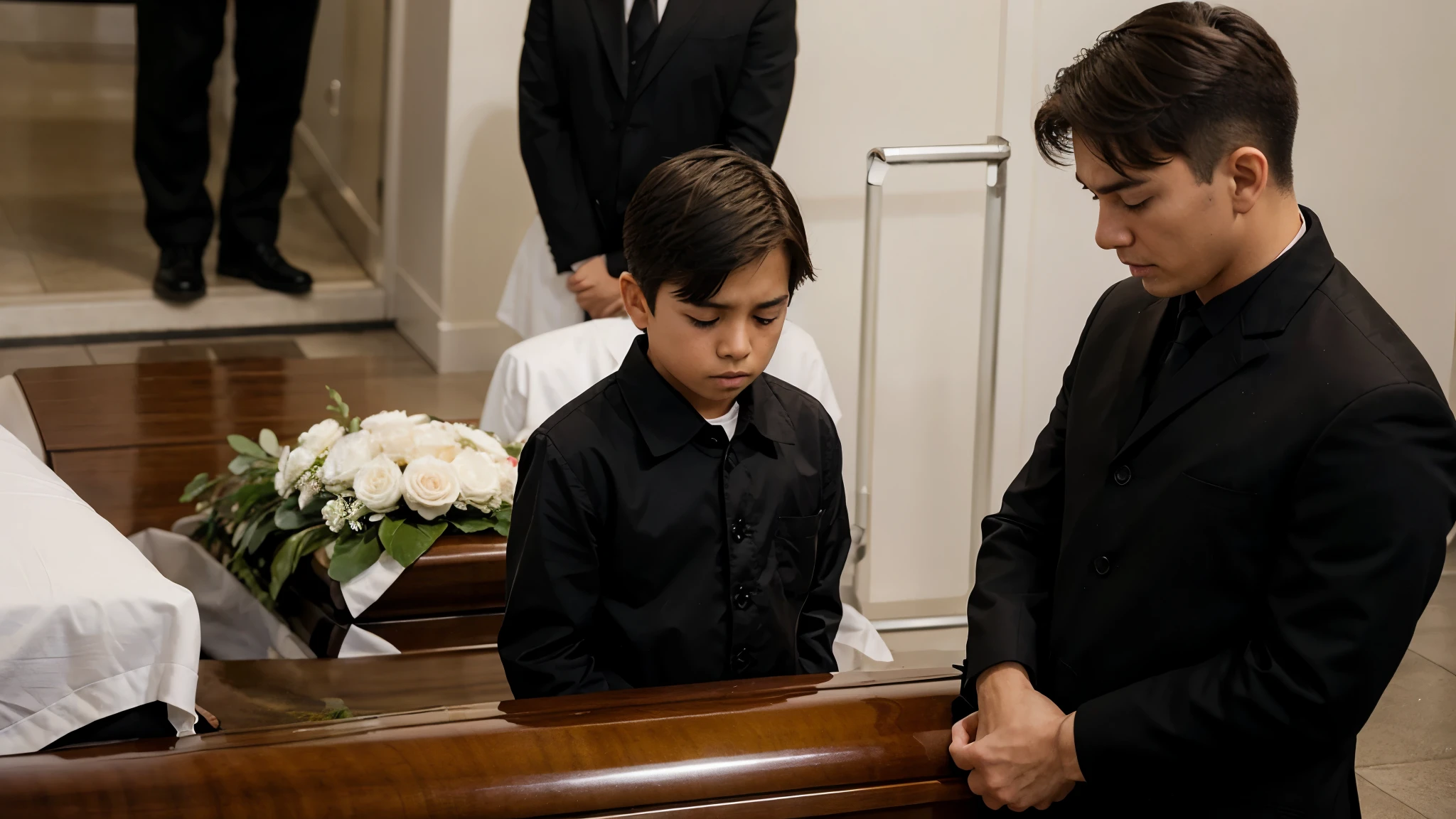 ultrarealista, make a son sad at his mother's funeral
