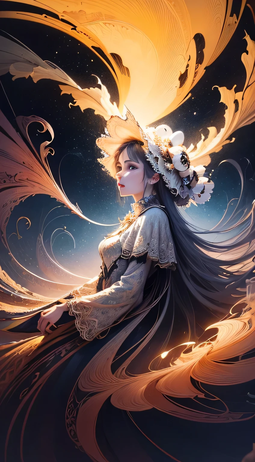 (((White Cloud Background))), (((High Saturation))), ((Surrounded by Color Splashes)))) Ultra Detailed, Beautiful and Aesthetic, Masterpiece, Best Quality, (Zentangle, Mandala, Tangled, Entangle), (Fractal Art: 1.3), (((1girl, Very Detailed, Dynamic Angle, Cowboyshot, Most Beautiful Forms Chaotic, Elegant, Fauvist Design, Bright Colors, Romanticism, Michal Mraz, Adrian Ghenny, Petra Courtwright))), atmospheric, ecstatic notes, flow notes visible
